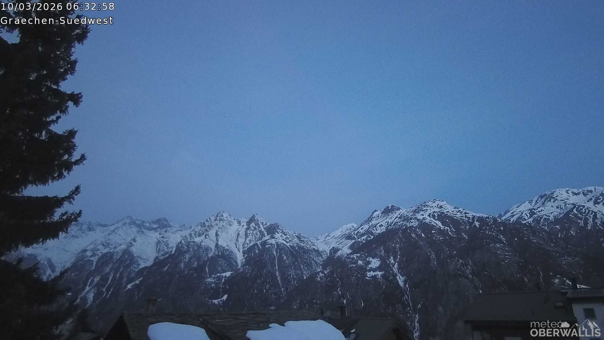 Archiv Foto Webcam Grächen - Blick nach Süd-West