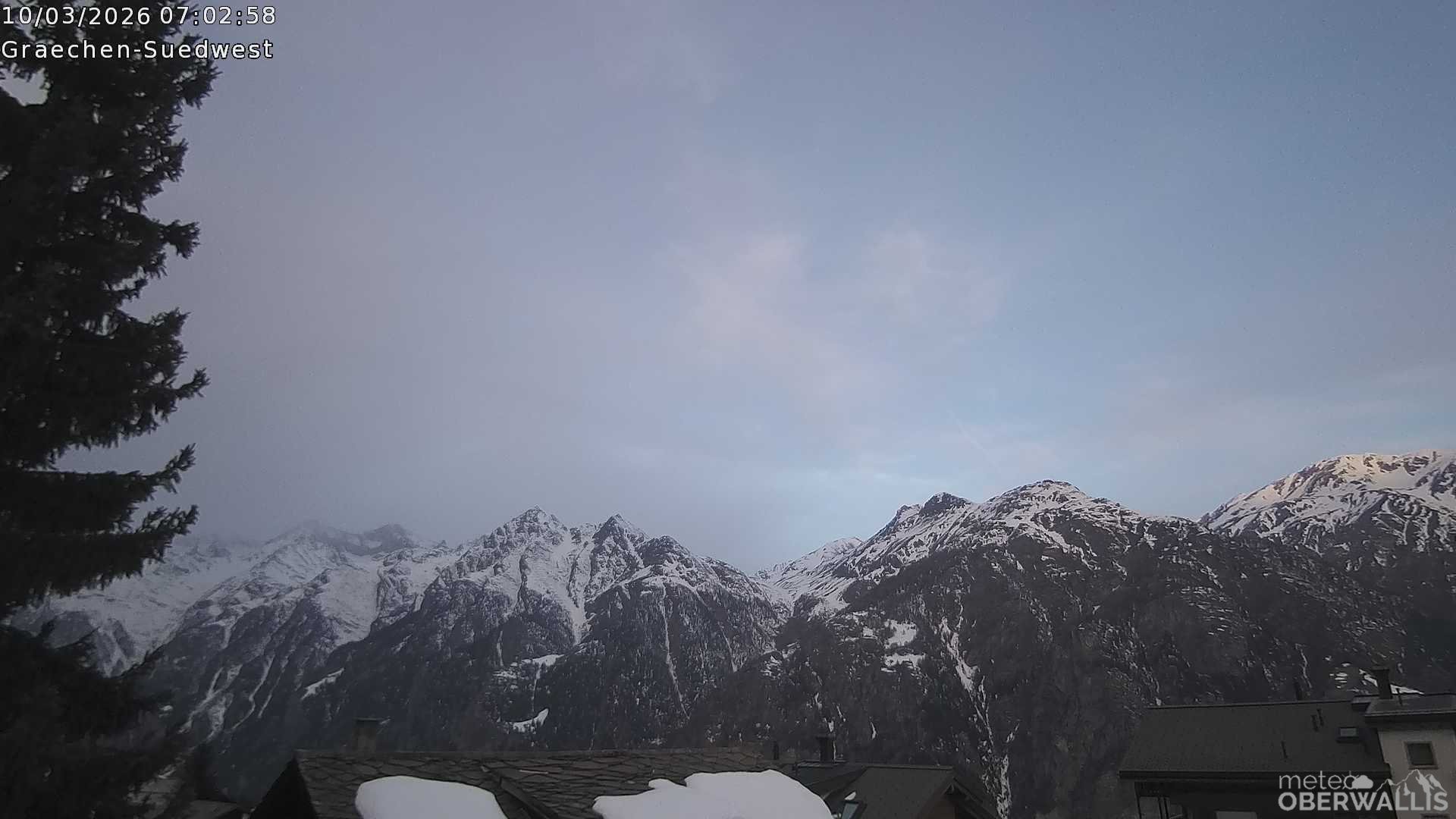 Archiv Foto Webcam Grächen - Blick nach Süd-West