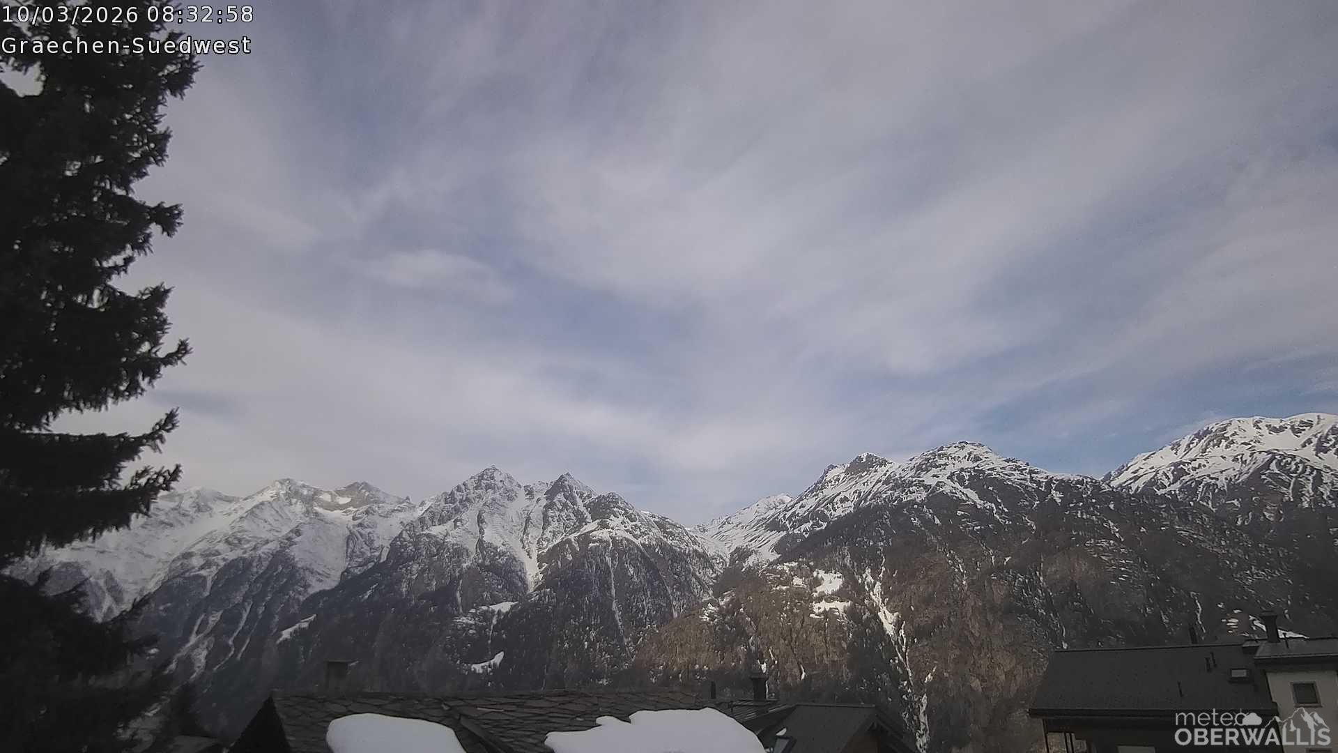 Archiv Foto Webcam Grächen - Blick nach Süd-West