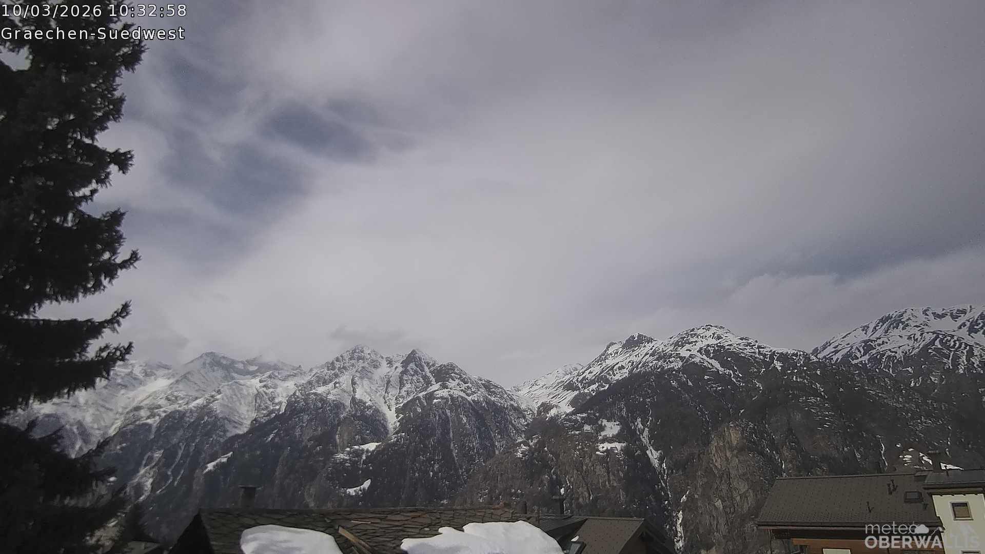 Archiv Foto Webcam Grächen - Blick nach Süd-West