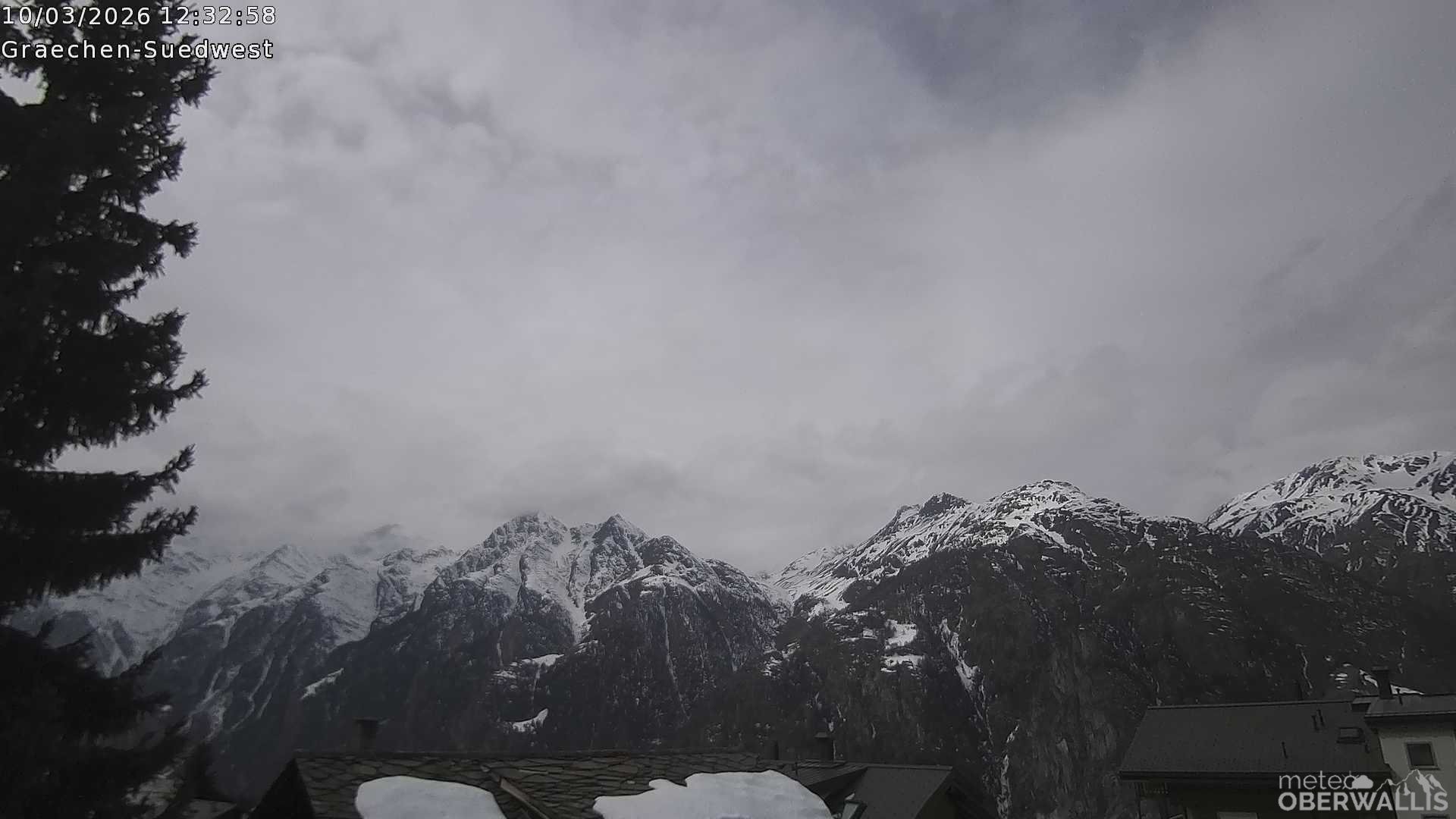 Archiv Foto Webcam Grächen - Blick nach Süd-West