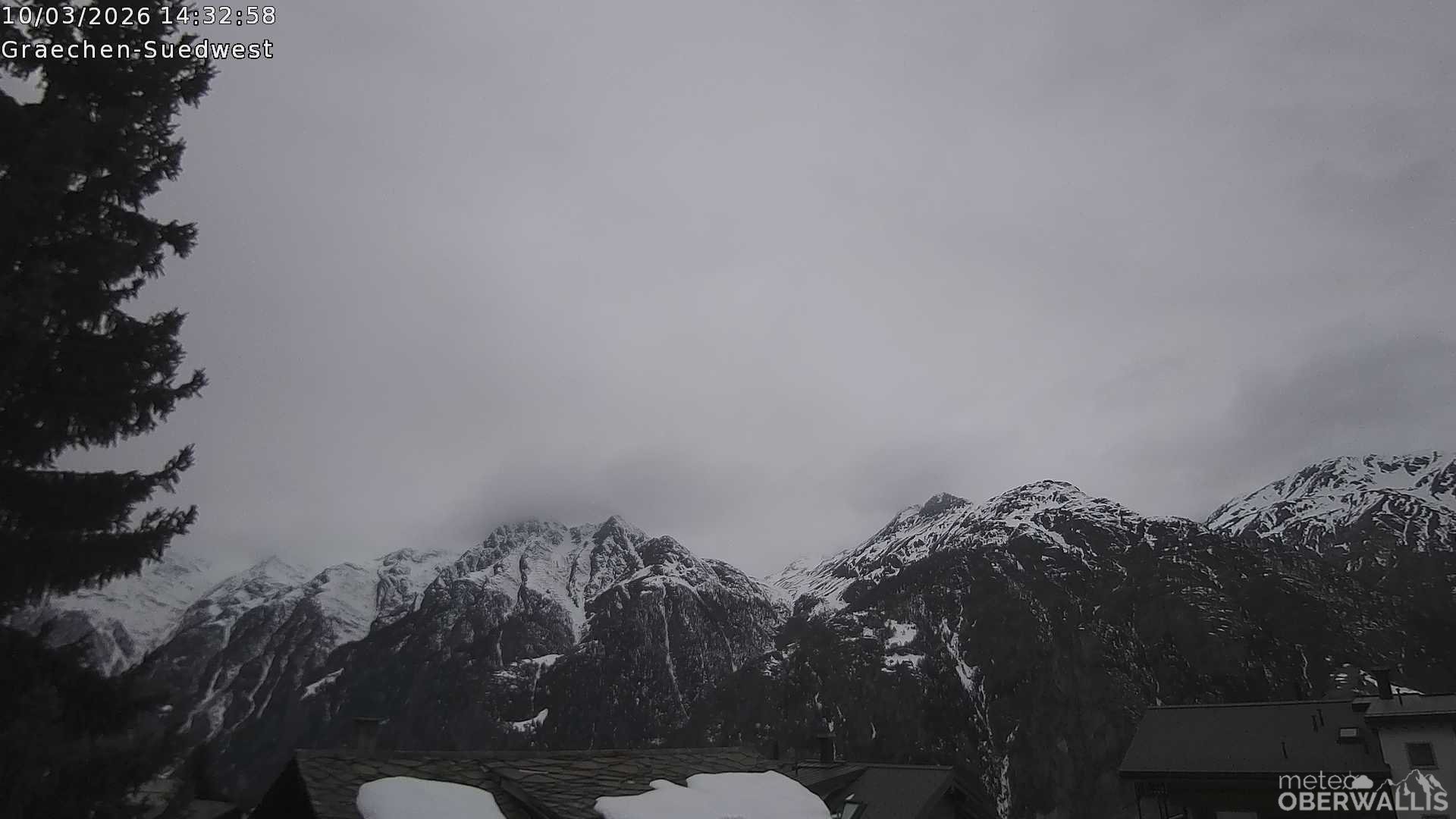 Archiv Foto Webcam Grächen - Blick nach Süd-West