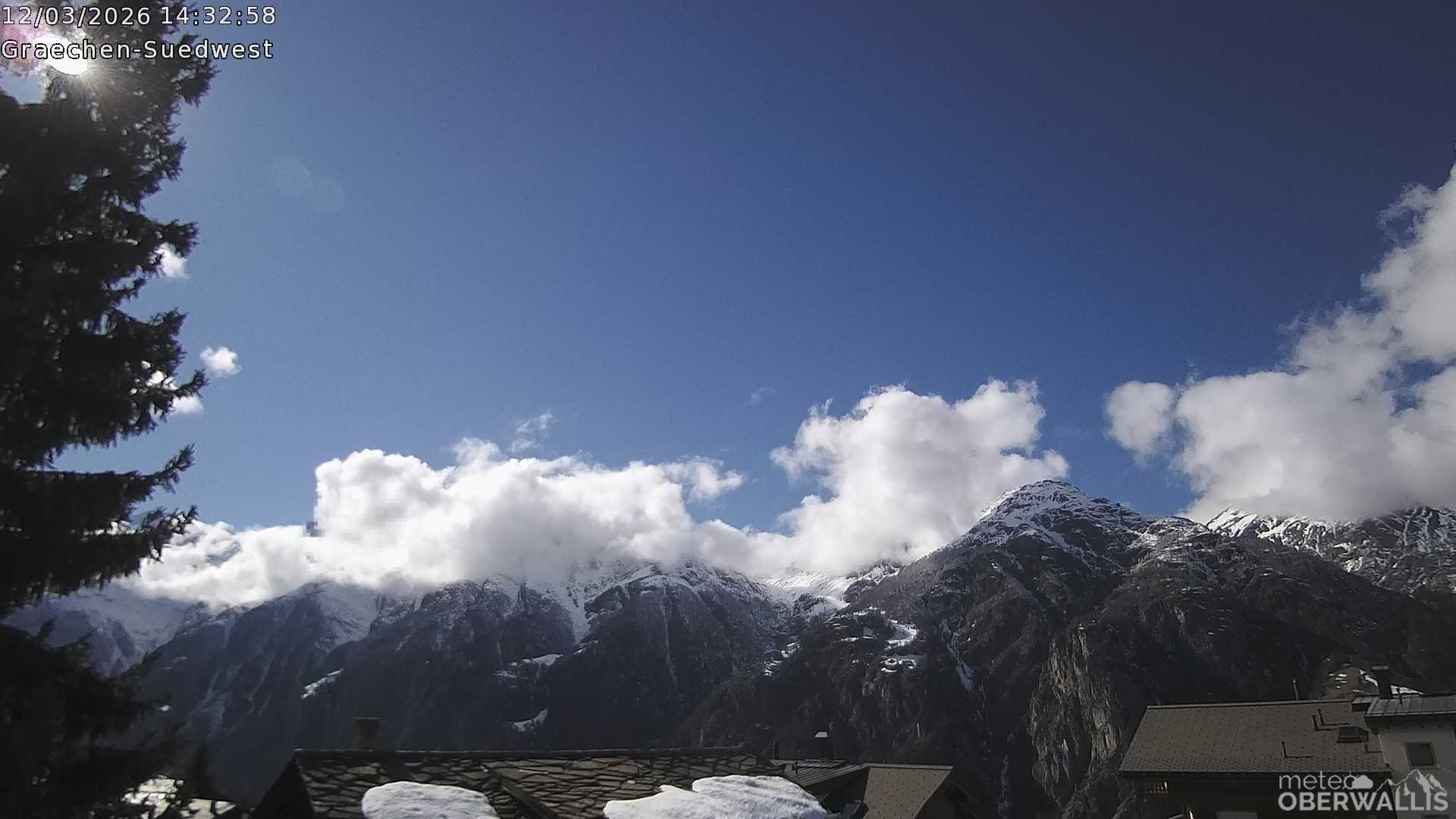 Archiv Foto Webcam Grächen - Blick nach Süd-West