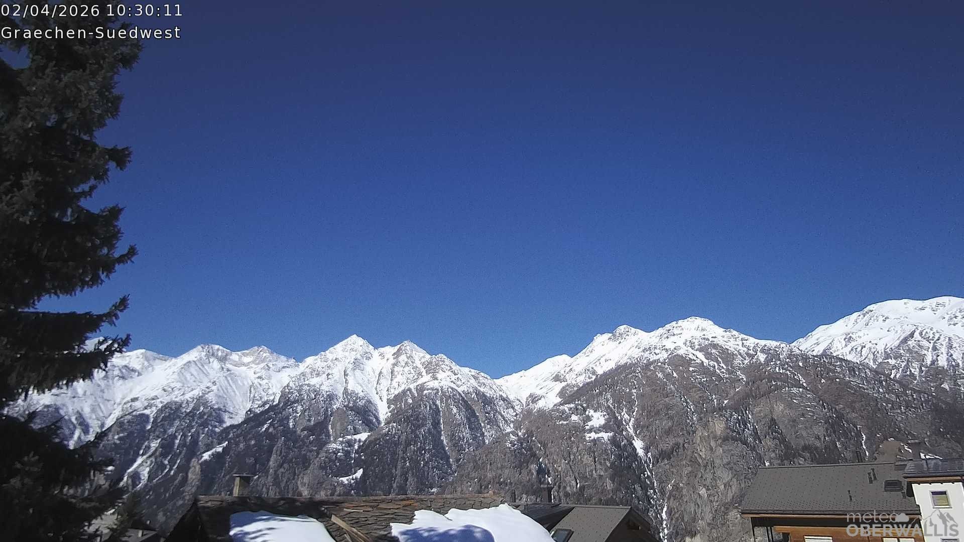 Archiv Foto Webcam Grächen - Blick nach Süd-West