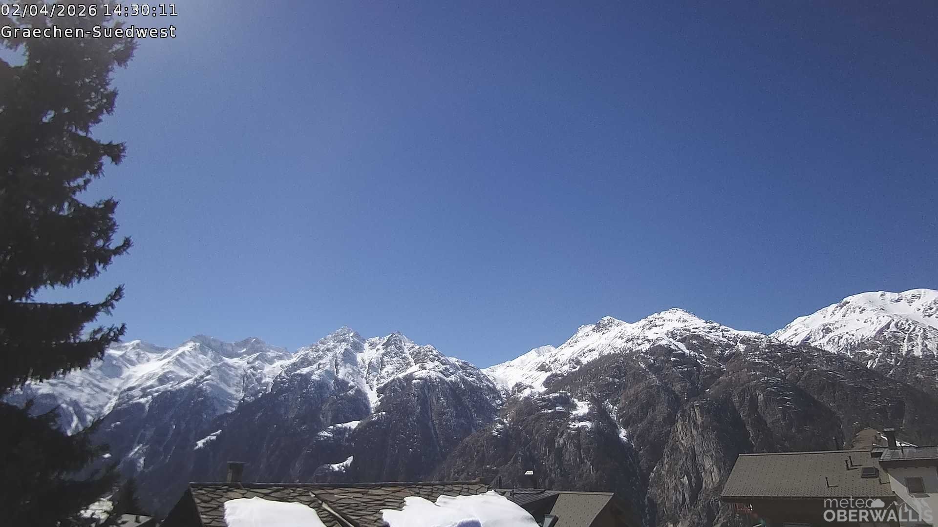 Archiv Foto Webcam Grächen - Blick nach Süd-West