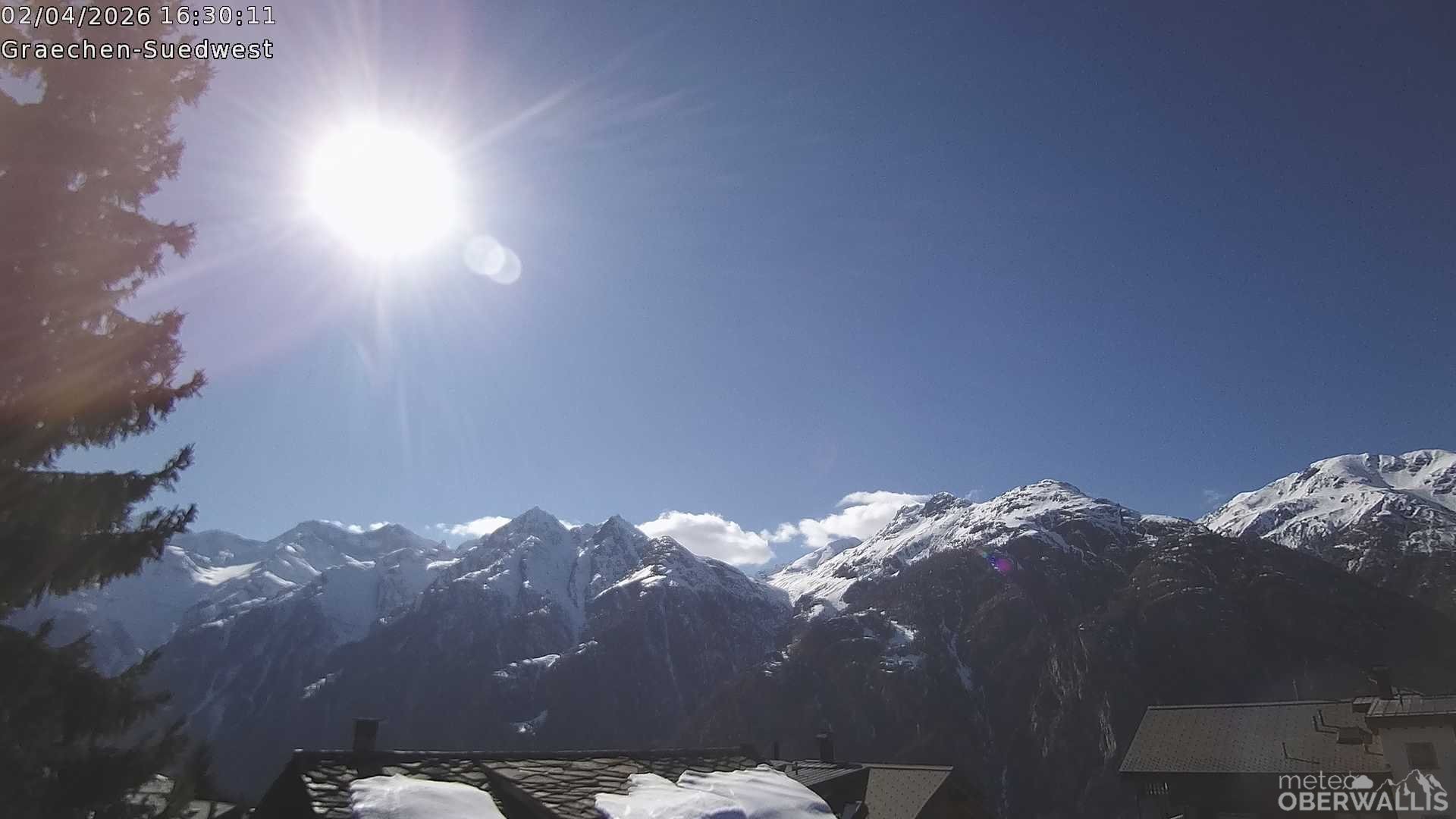 Archiv Foto Webcam Grächen - Blick nach Süd-West