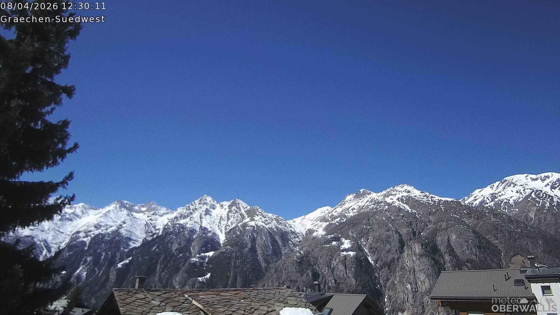 Archived image Webcam Grächen - South-West: Weisshorn