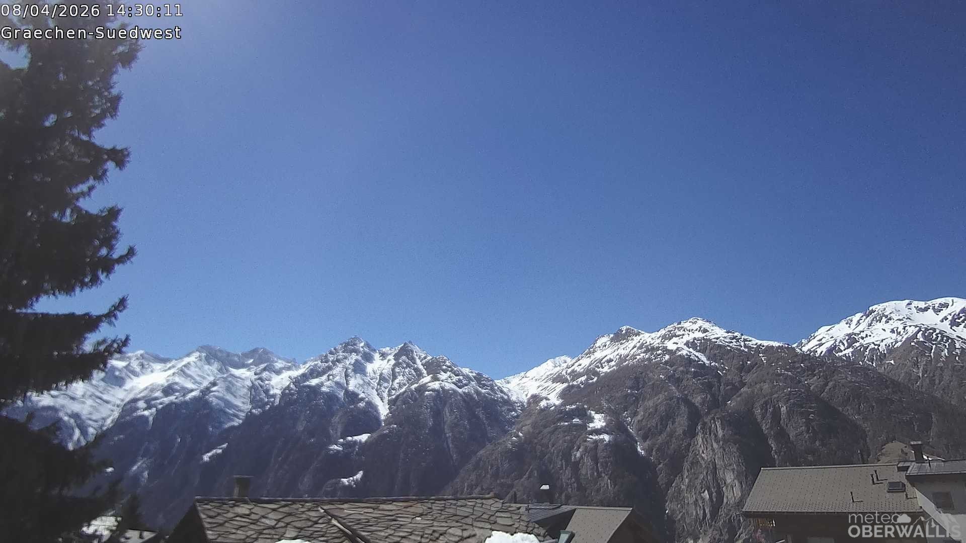 Archived image Webcam Grächen - South-West: Weisshorn