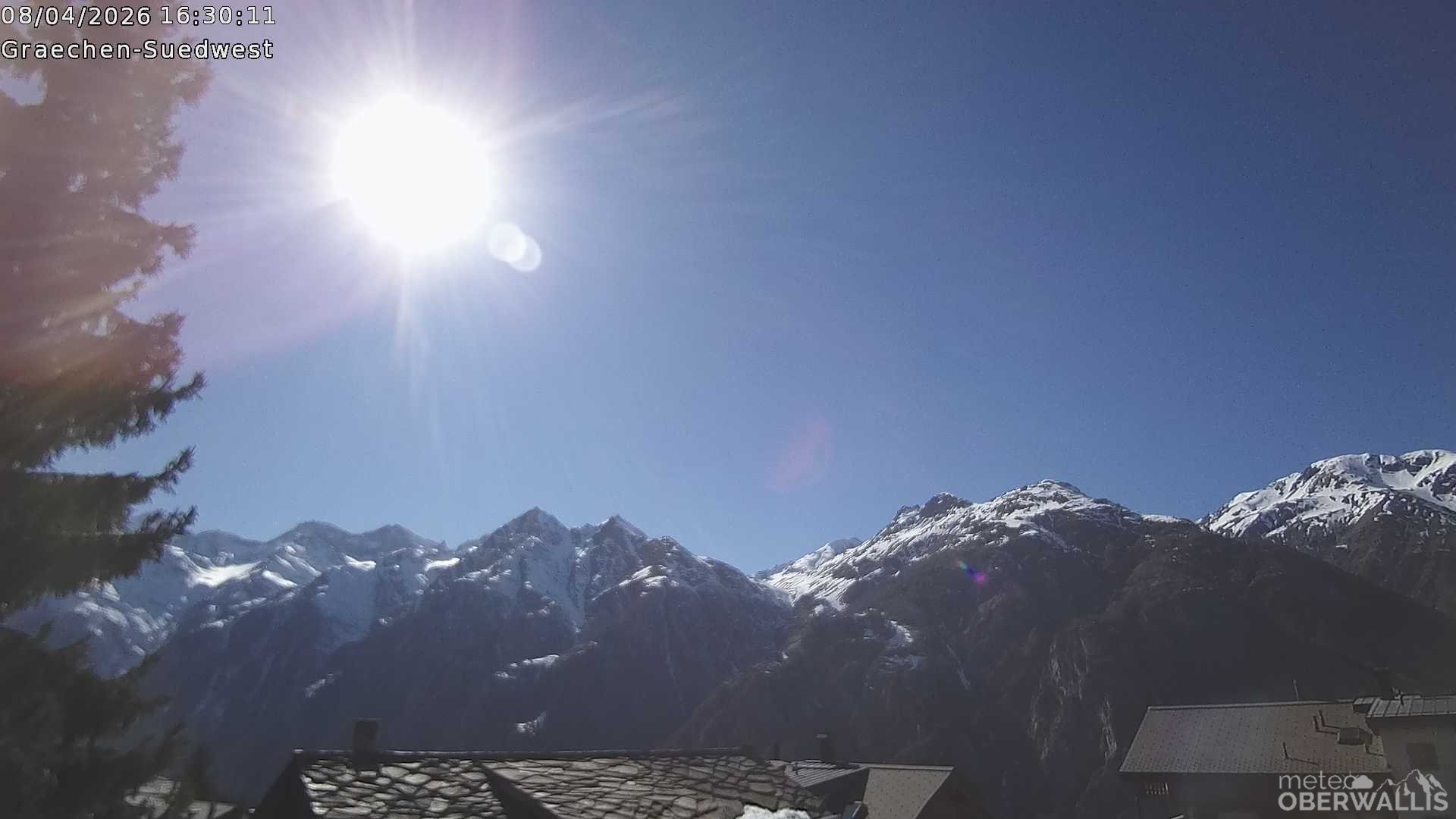 Archived image Webcam Grächen - South-West: Weisshorn