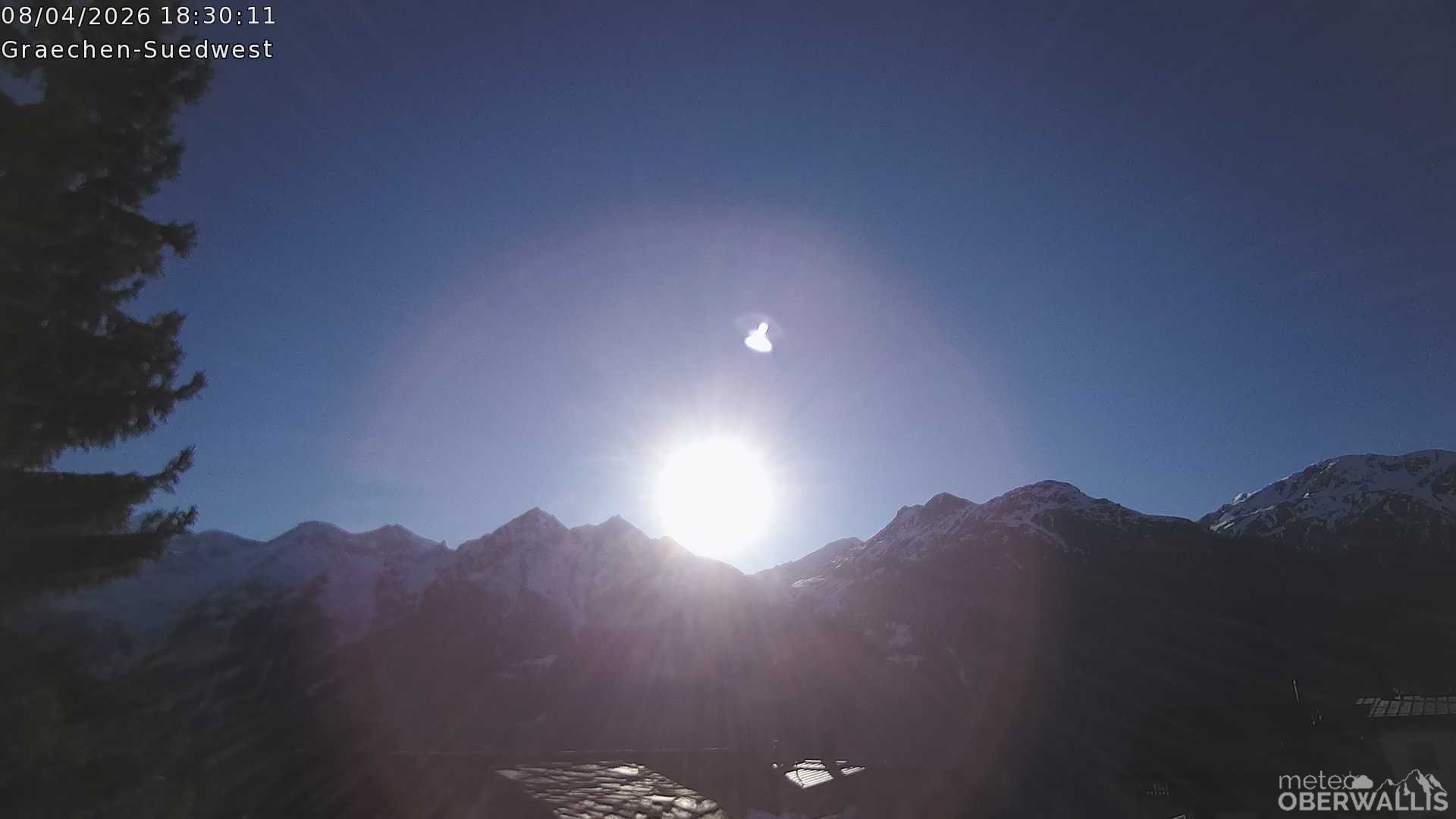 Archived image Webcam Grächen - South-West: Weisshorn