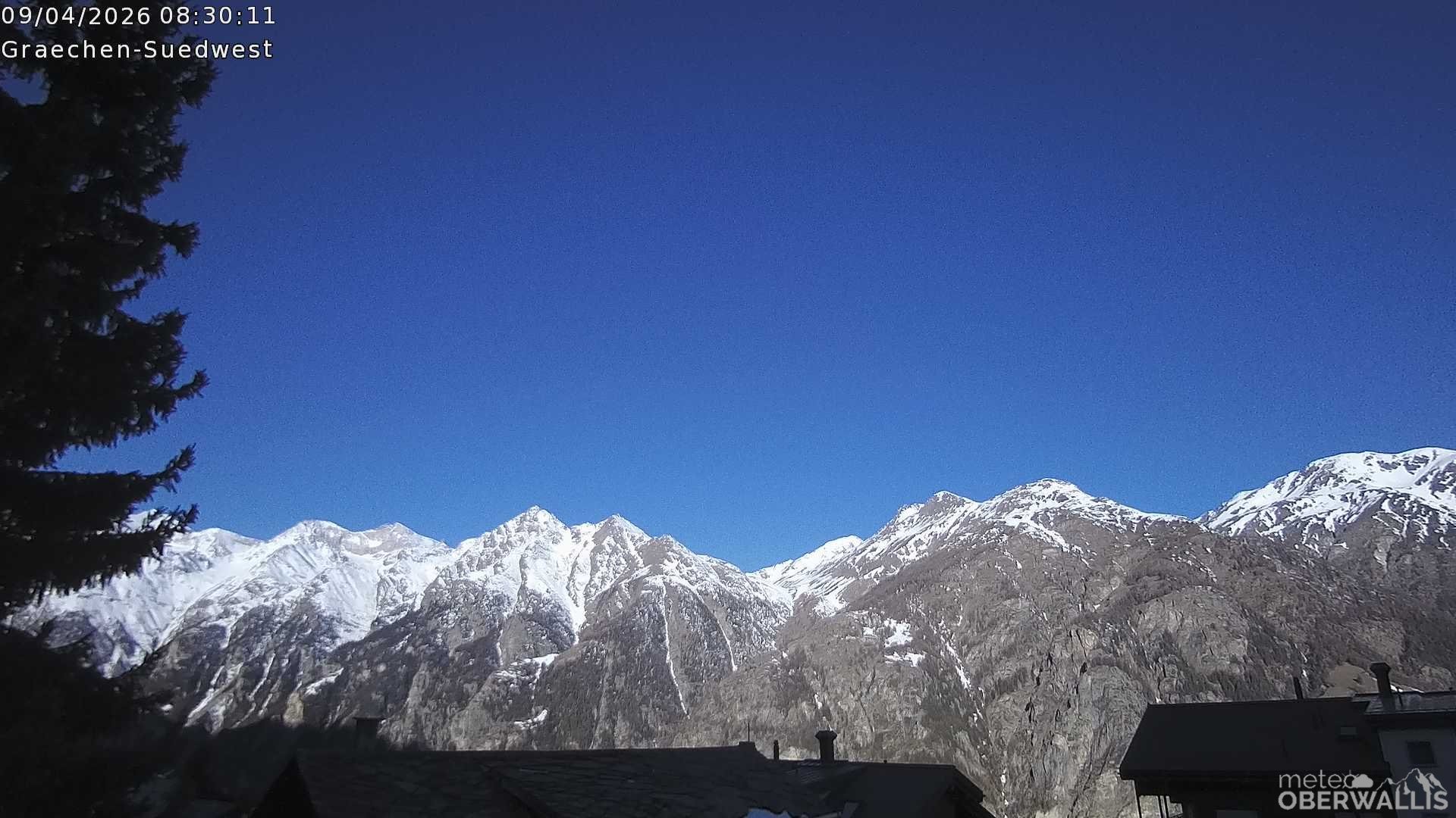 Archiv Foto Webcam Grächen - Blick nach Süd-West