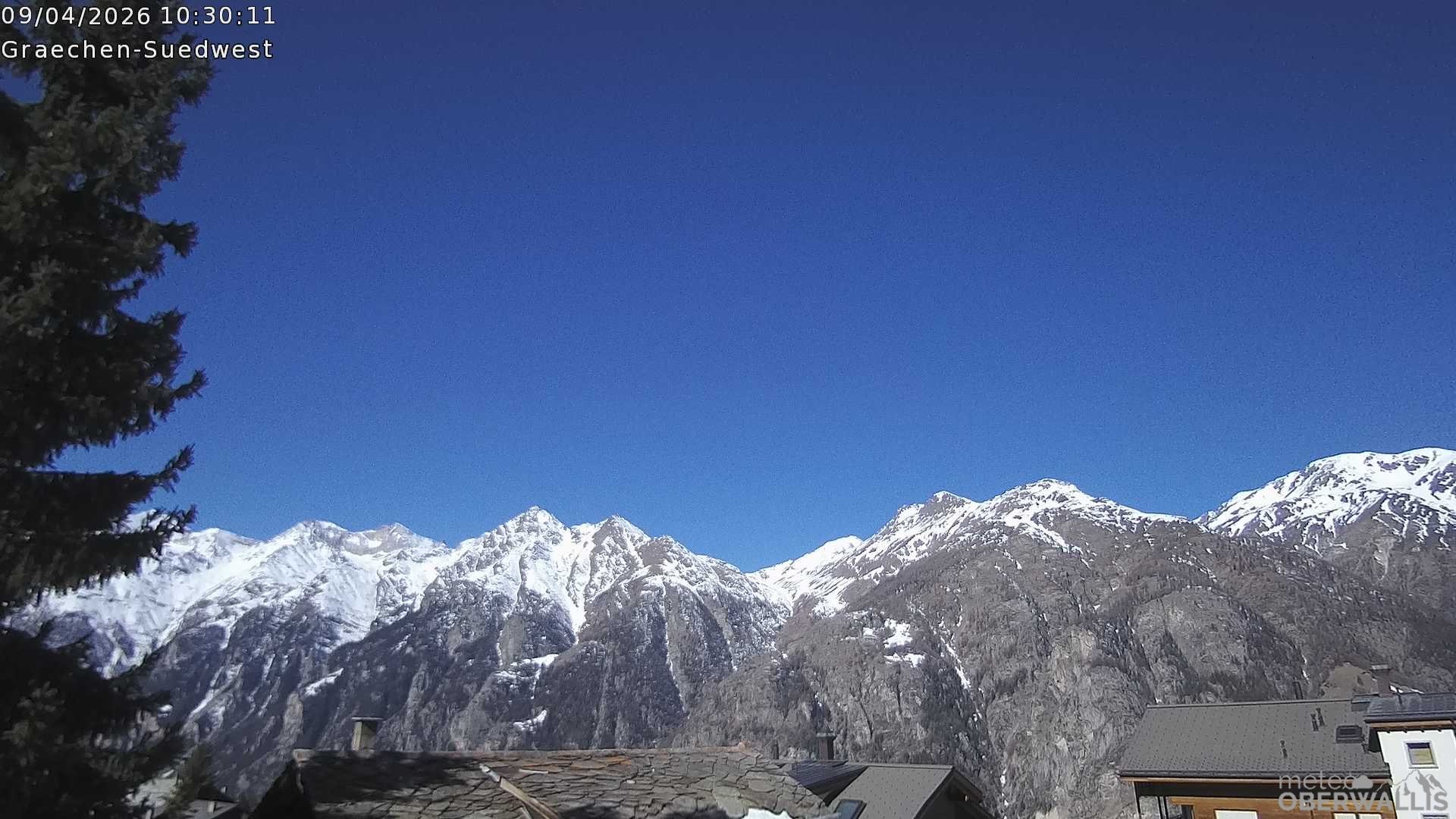 Archiv Foto Webcam Grächen - Blick nach Süd-West