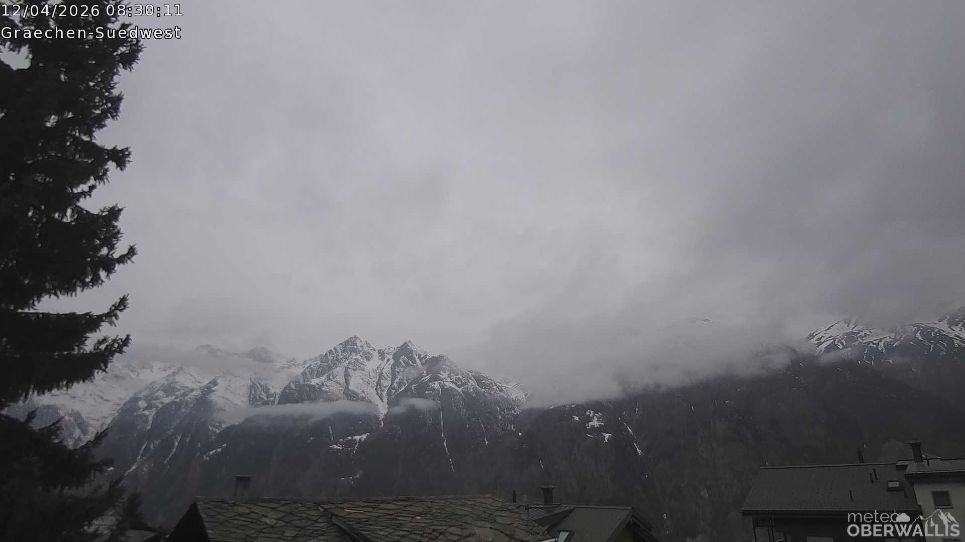 Archived image Webcam Grächen - South-West: Weisshorn