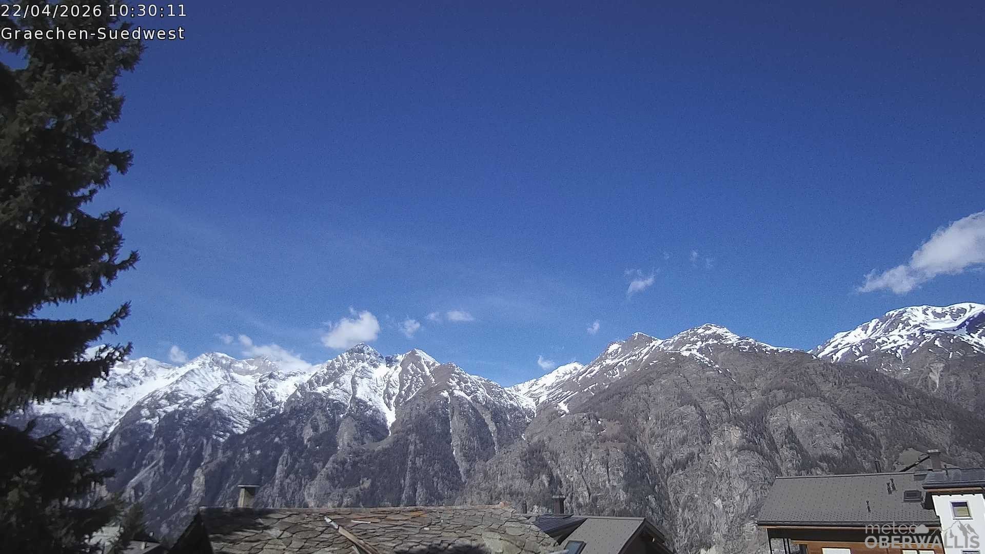 Archiv Foto Webcam Grächen - Blick nach Süd-West