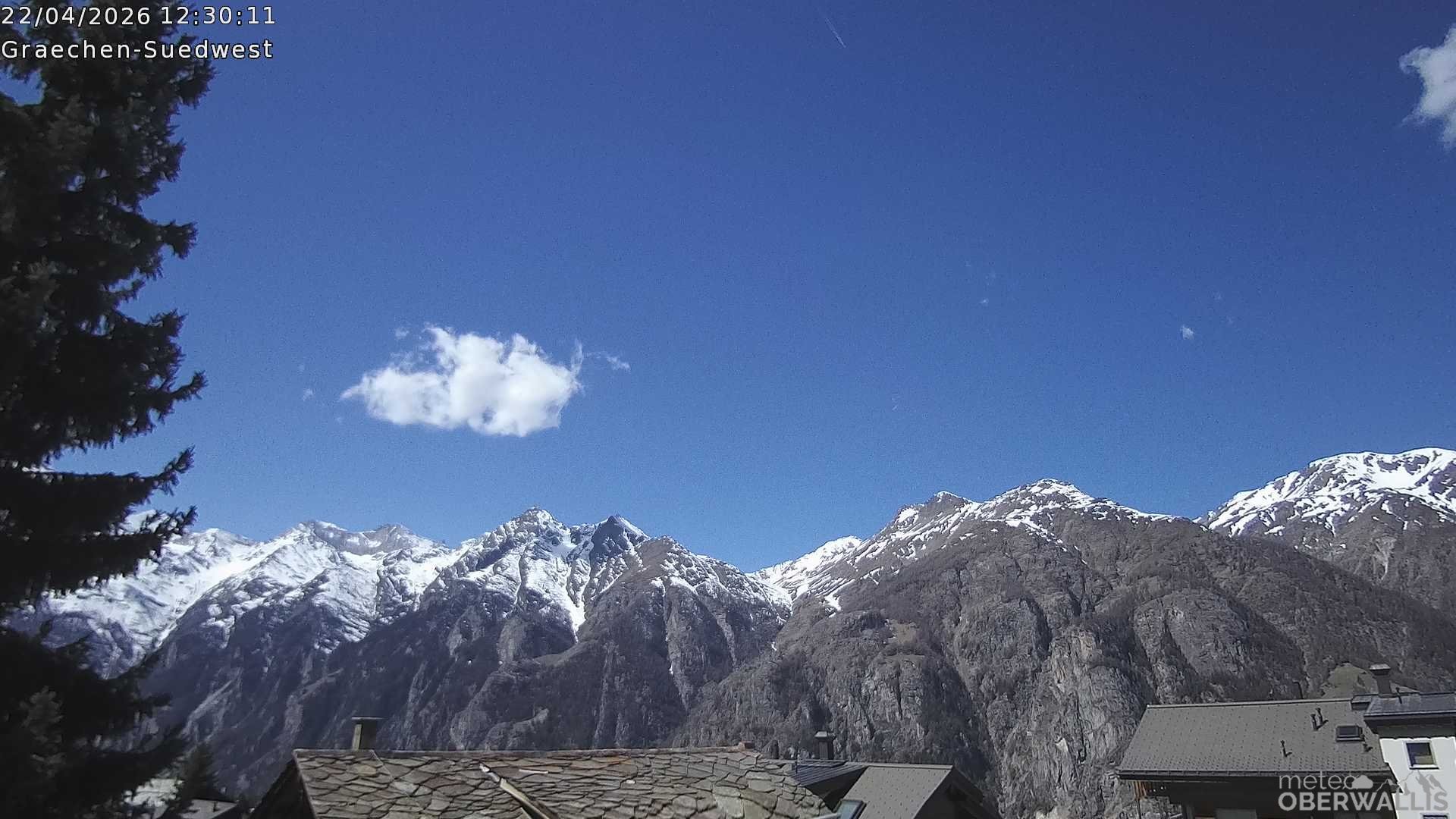 Archiv Foto Webcam Grächen - Blick nach Süd-West