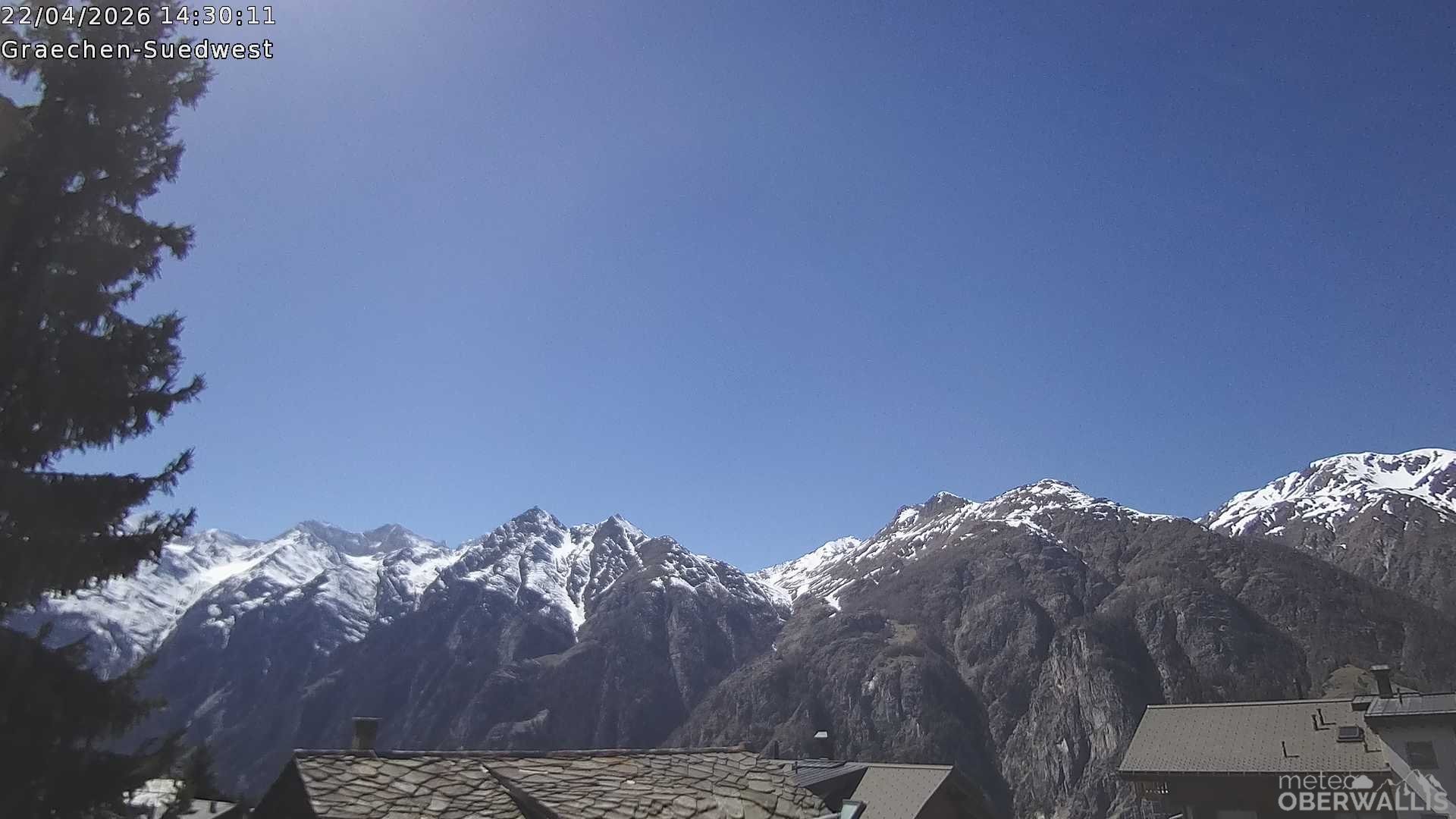 Archiv Foto Webcam Grächen - Blick nach Süd-West