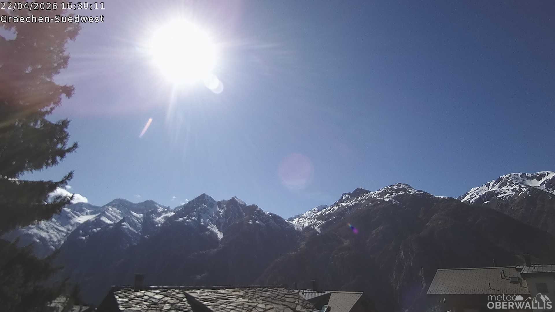 Archiv Foto Webcam Grächen - Blick nach Süd-West
