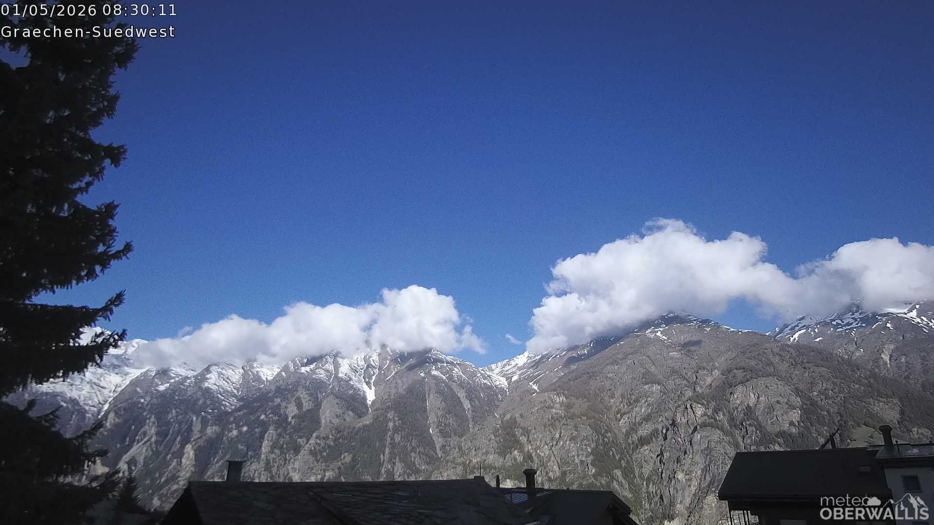 Archived image Webcam Grächen - South-West: Weisshorn