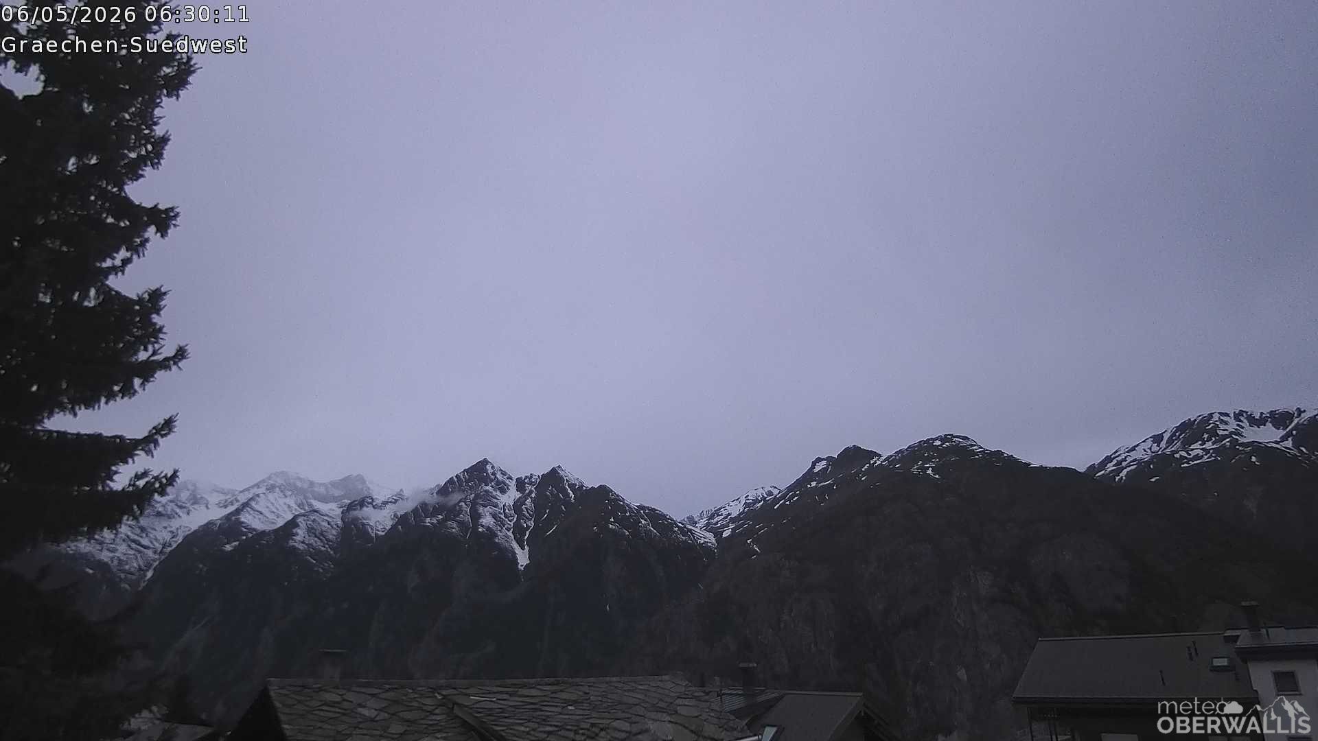Archiv Foto Webcam Grächen - Blick nach Süd-West