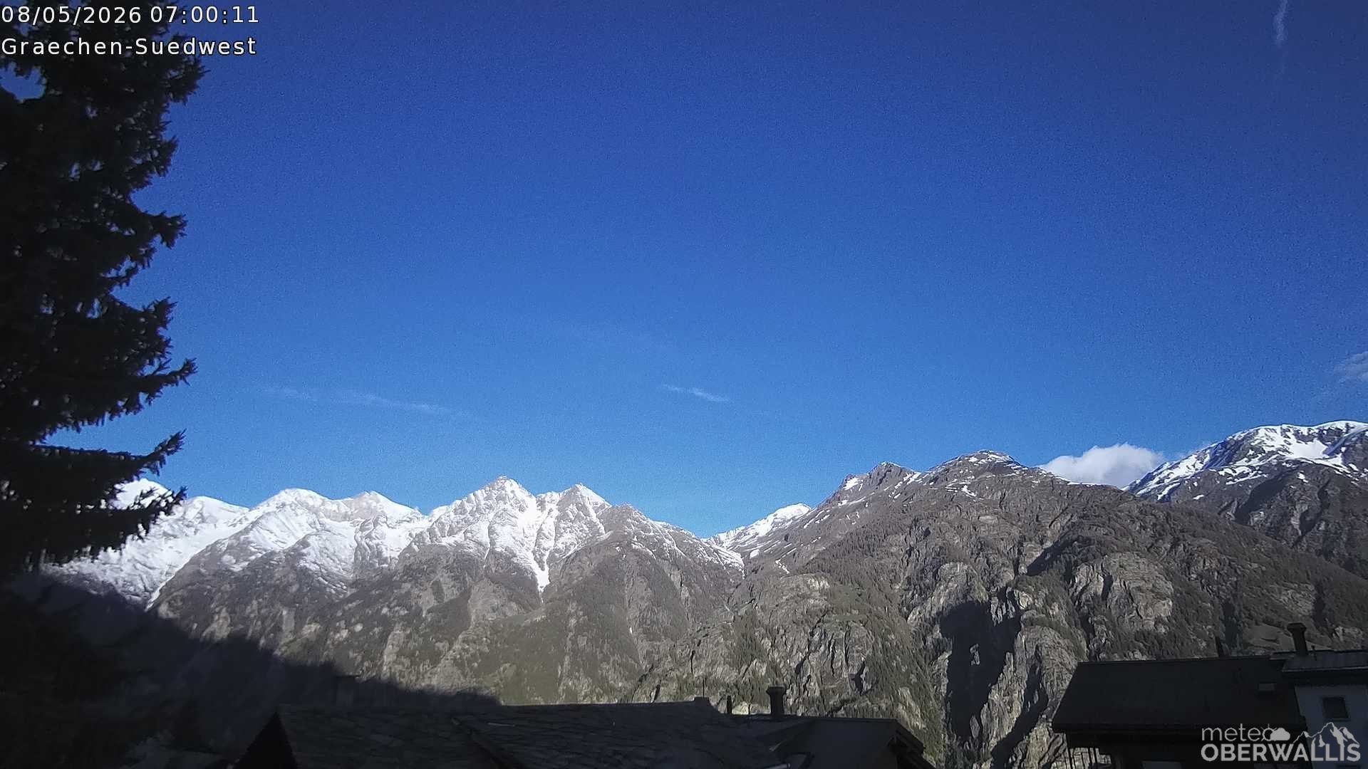 Archived image Webcam Grächen - South-West: Weisshorn