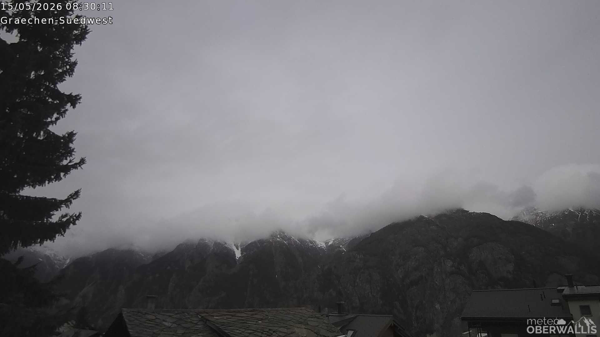 Archived image Webcam Grächen - South-West: Weisshorn