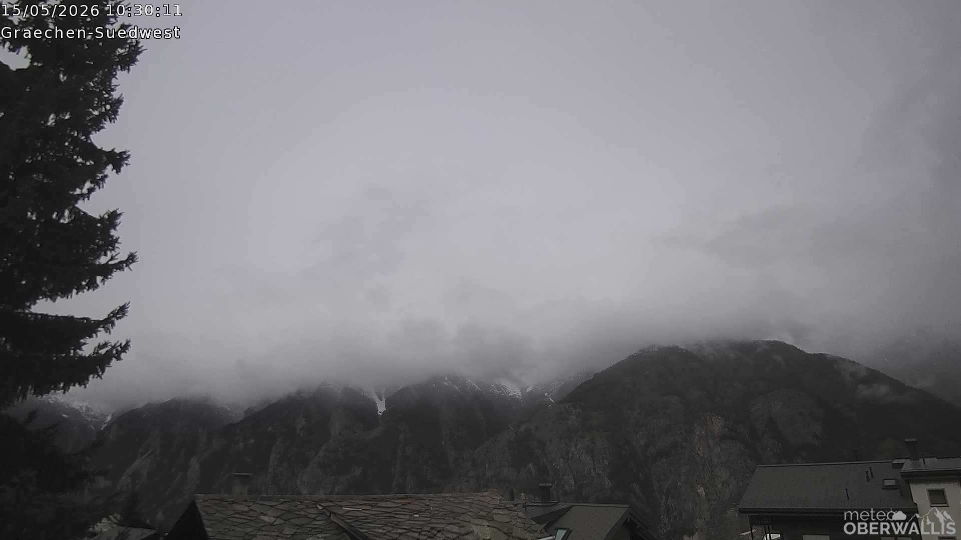 Archived image Webcam Grächen - South-West: Weisshorn