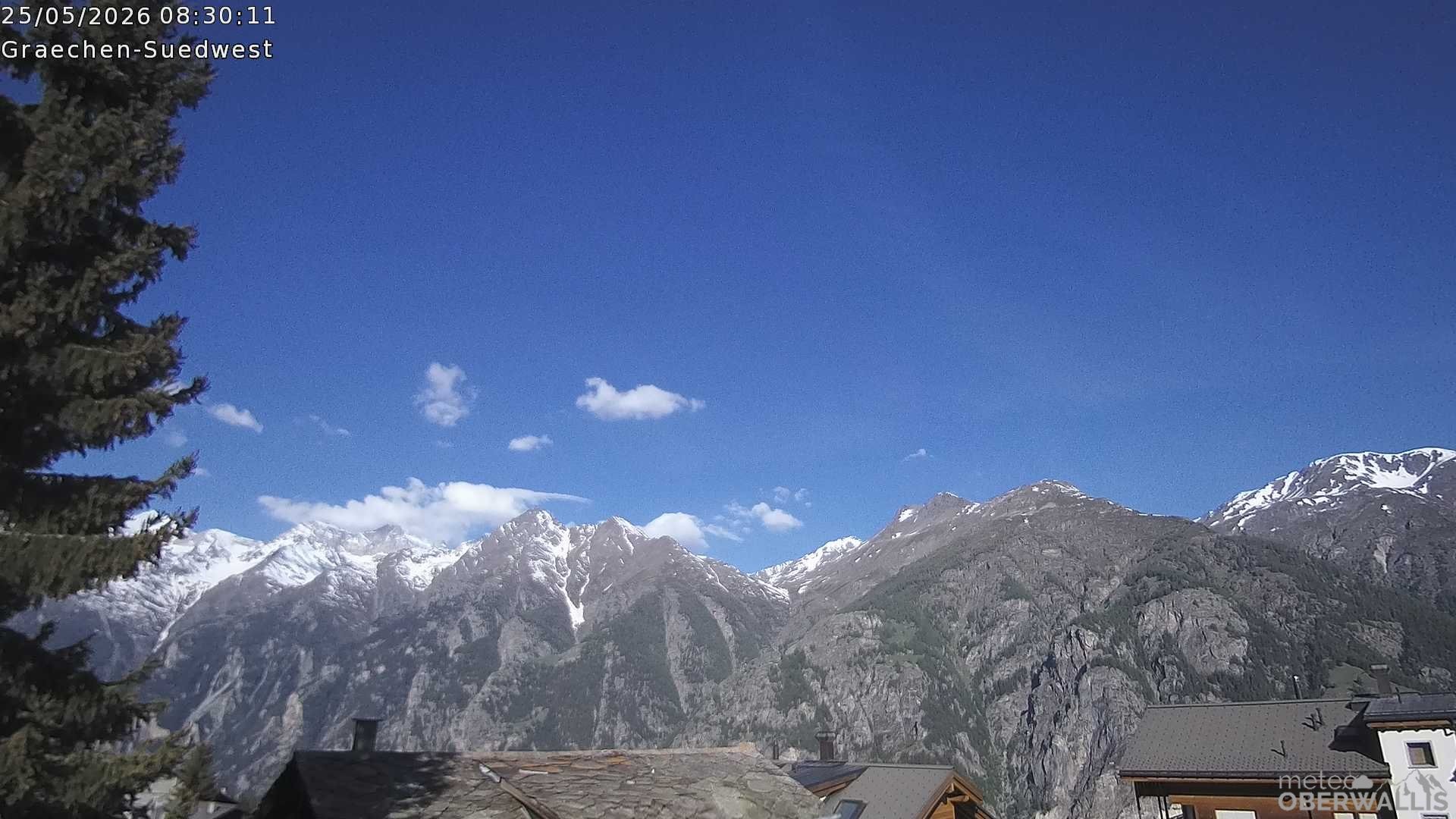 Archived image Webcam Grächen - South-West: Weisshorn