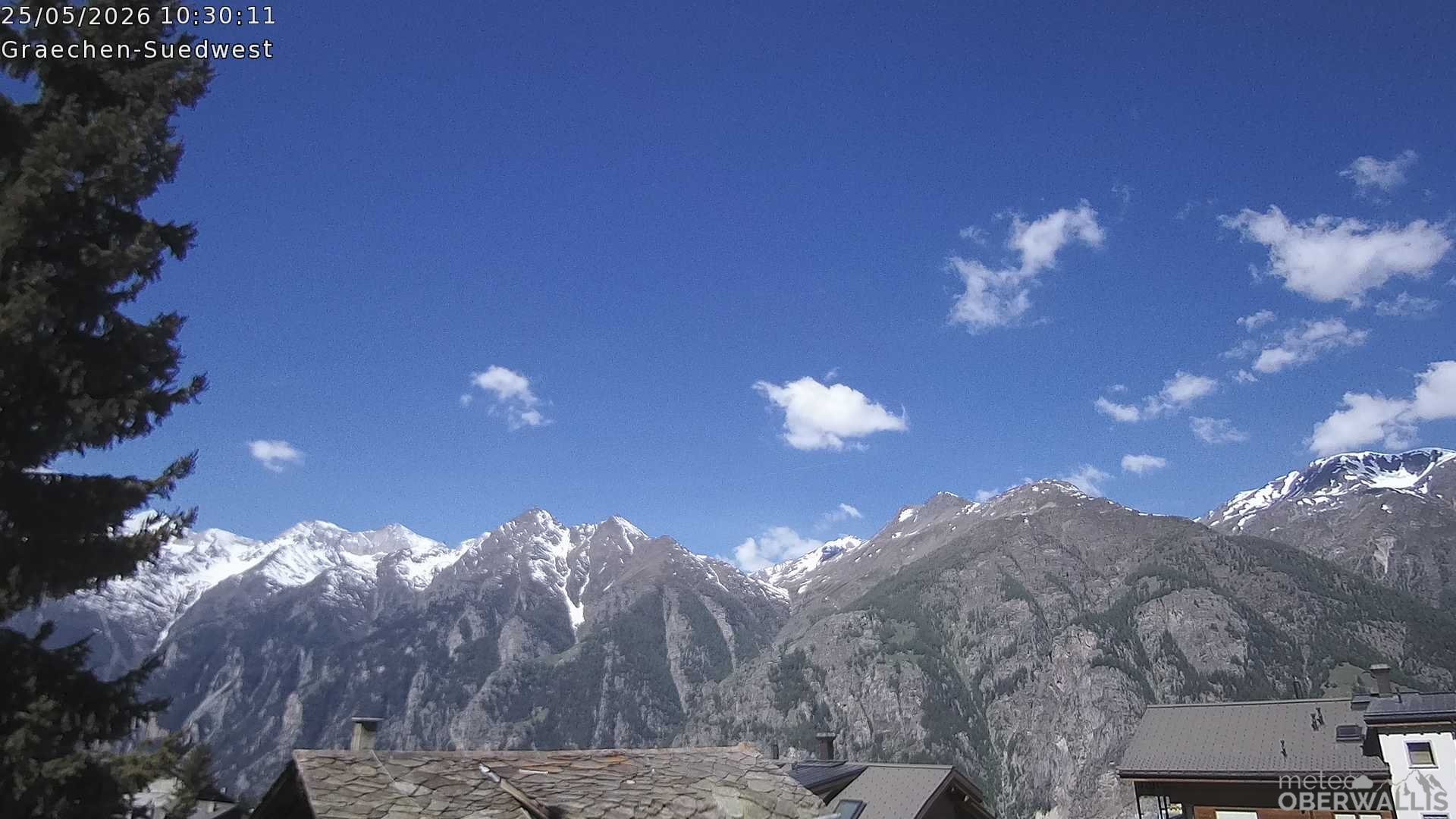 Archived image Webcam Grächen - South-West: Weisshorn