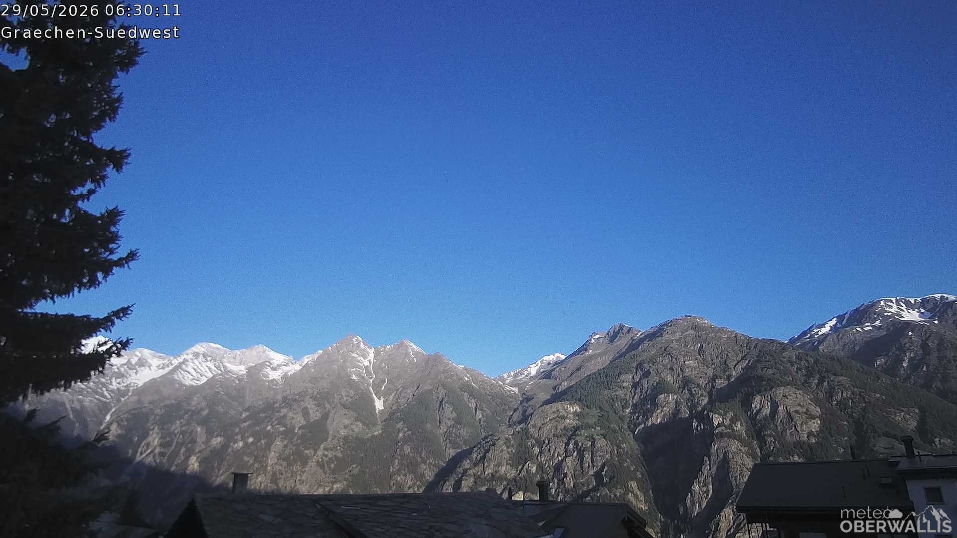 Archiv Foto Webcam Grächen - Blick nach Süd-West