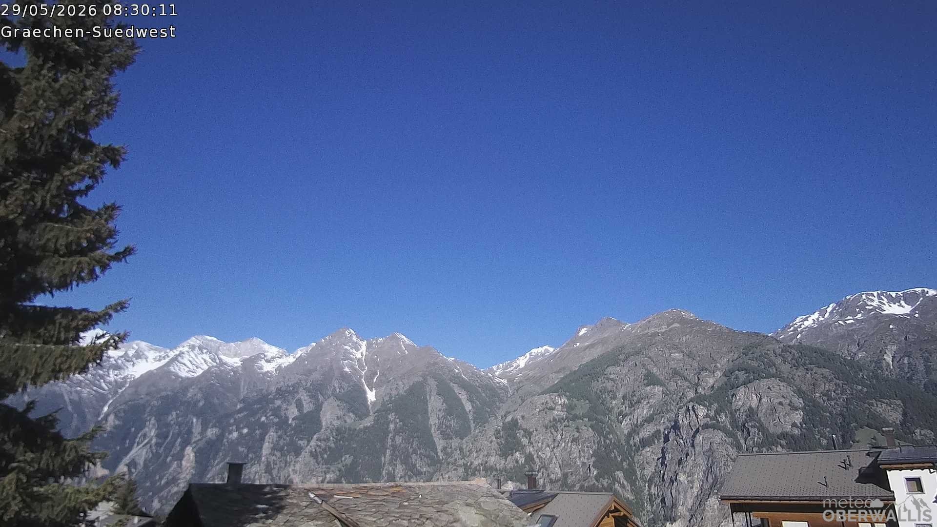 Archiv Foto Webcam Grächen - Blick nach Süd-West