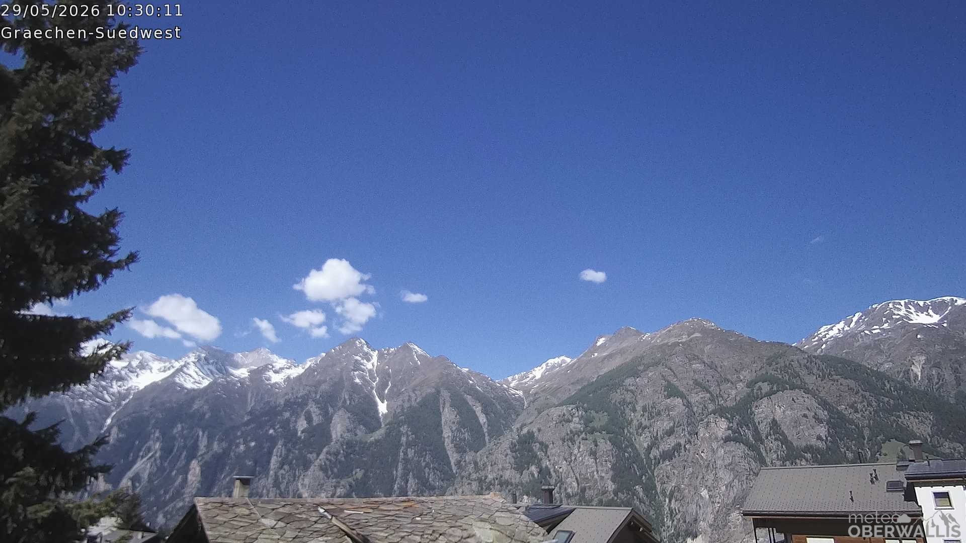 Archiv Foto Webcam Grächen - Blick nach Süd-West