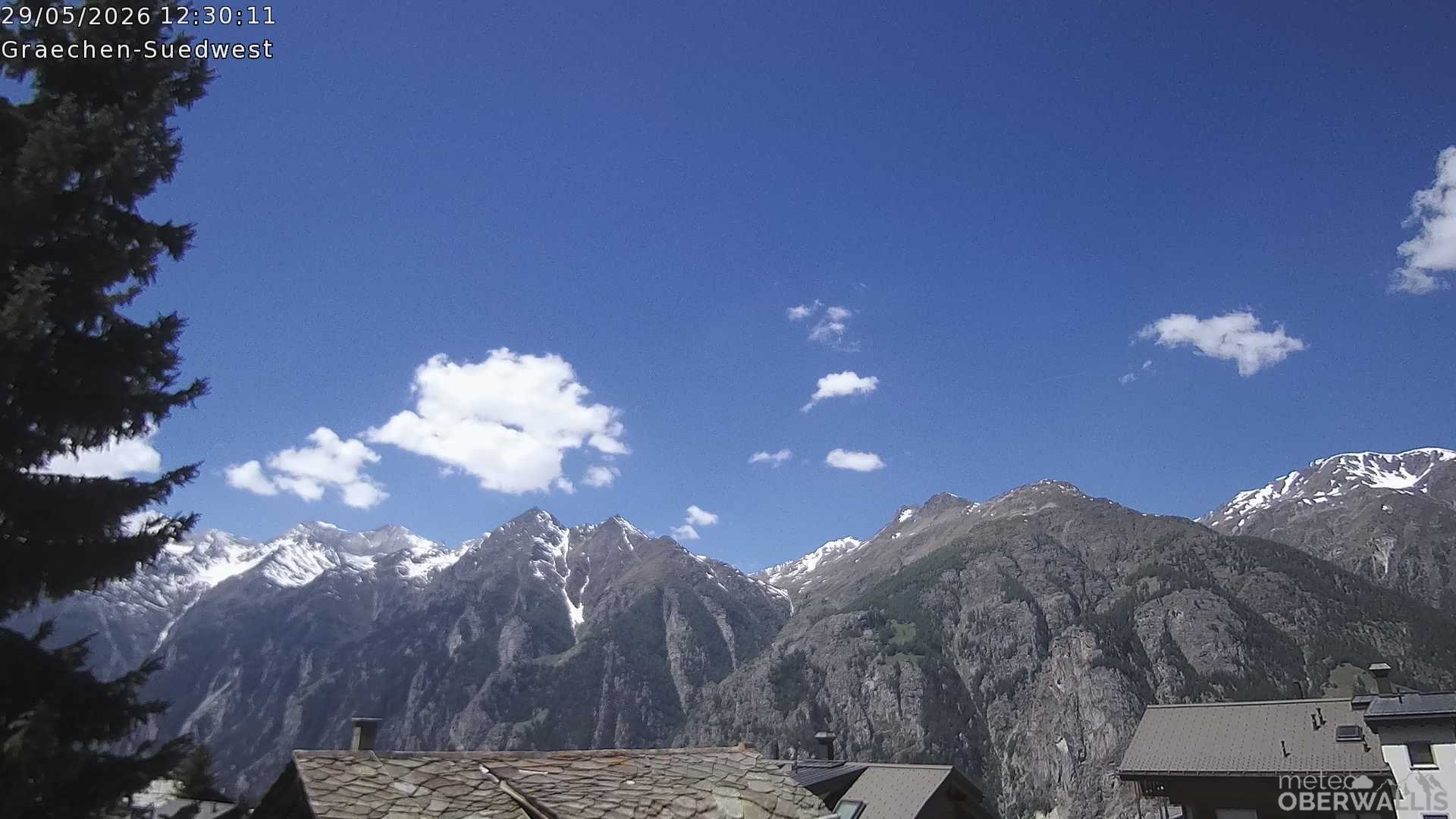 Archiv Foto Webcam Grächen - Blick nach Süd-West
