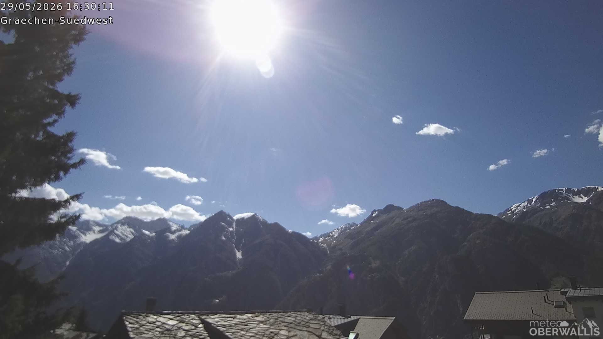 Archiv Foto Webcam Grächen - Blick nach Süd-West