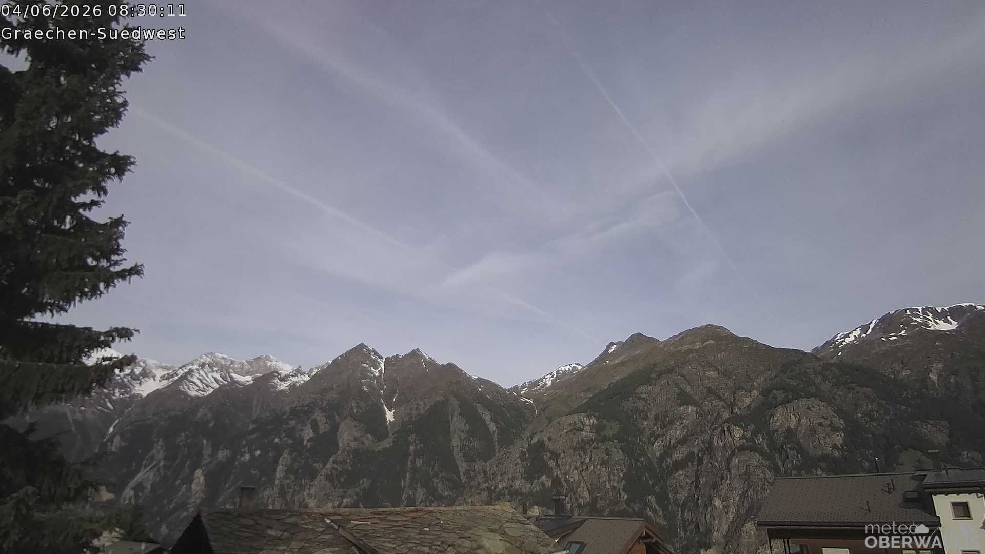 Archived image Webcam Grächen - South-West: Weisshorn