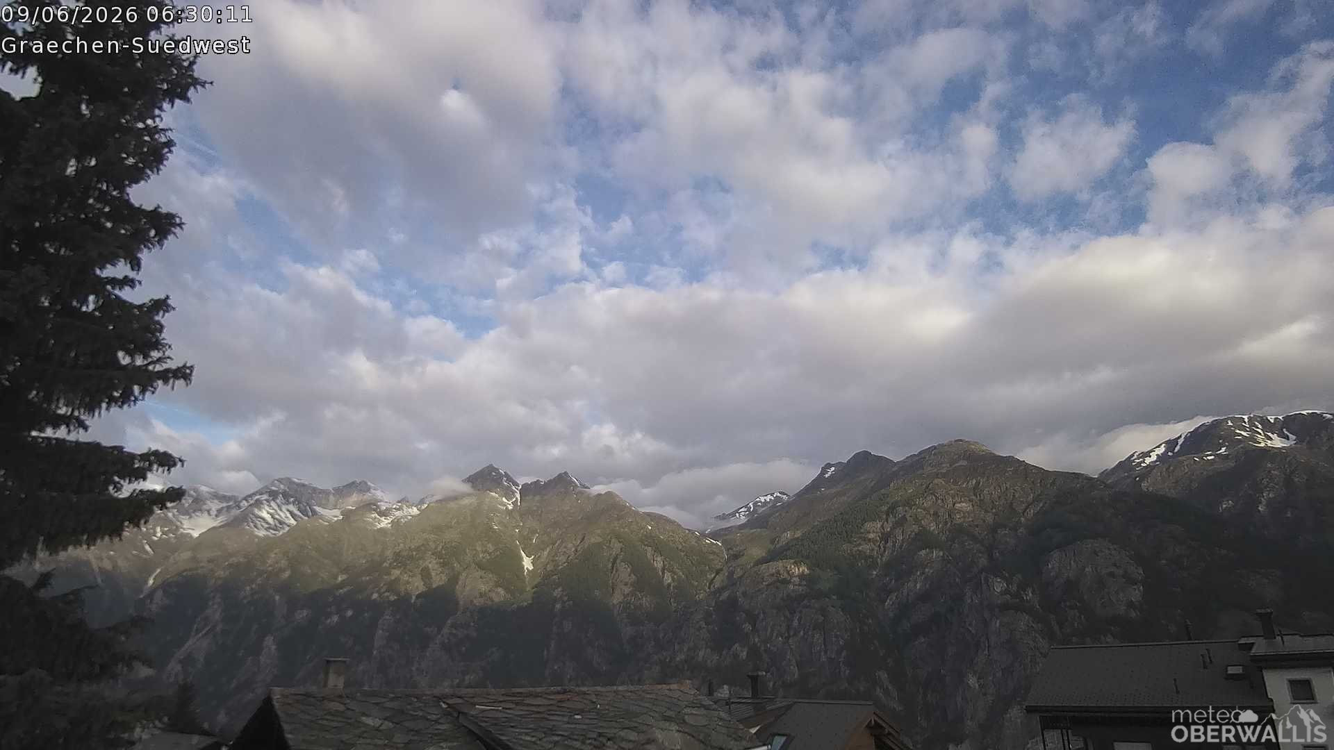 Archiv Foto Webcam Grächen - Blick nach Süd-West
