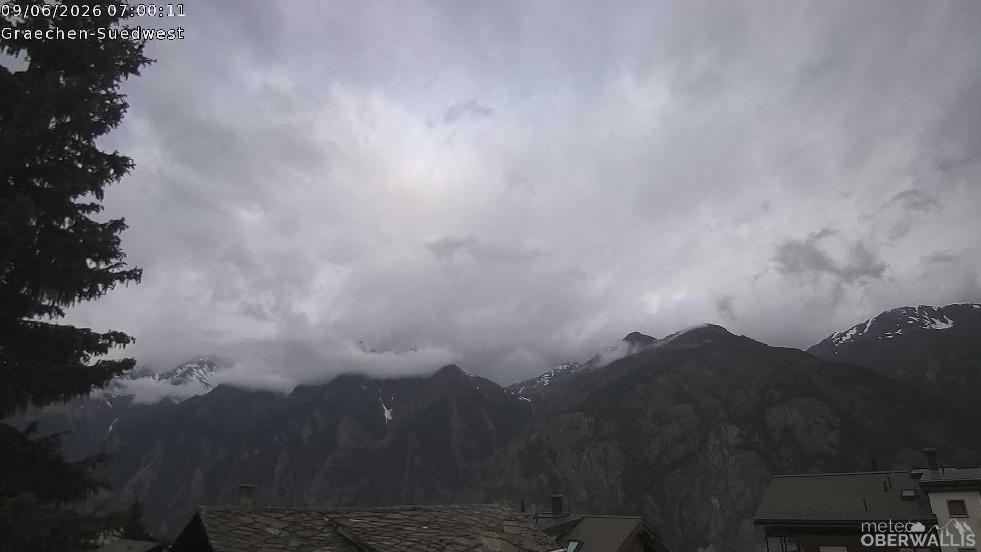 Archiv Foto Webcam Grächen - Blick nach Süd-West