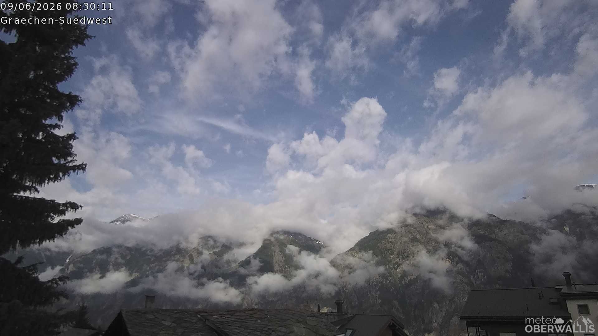 Archiv Foto Webcam Grächen - Blick nach Süd-West