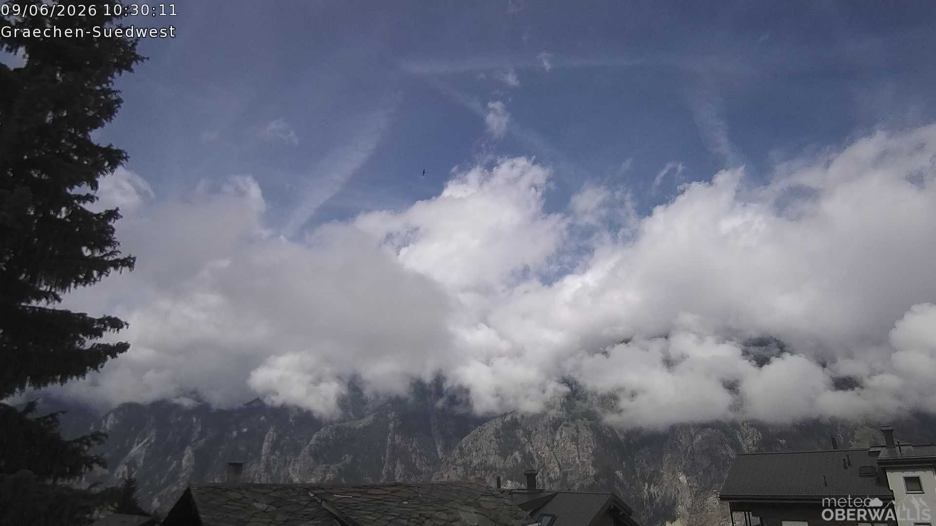 Archiv Foto Webcam Grächen - Blick nach Süd-West