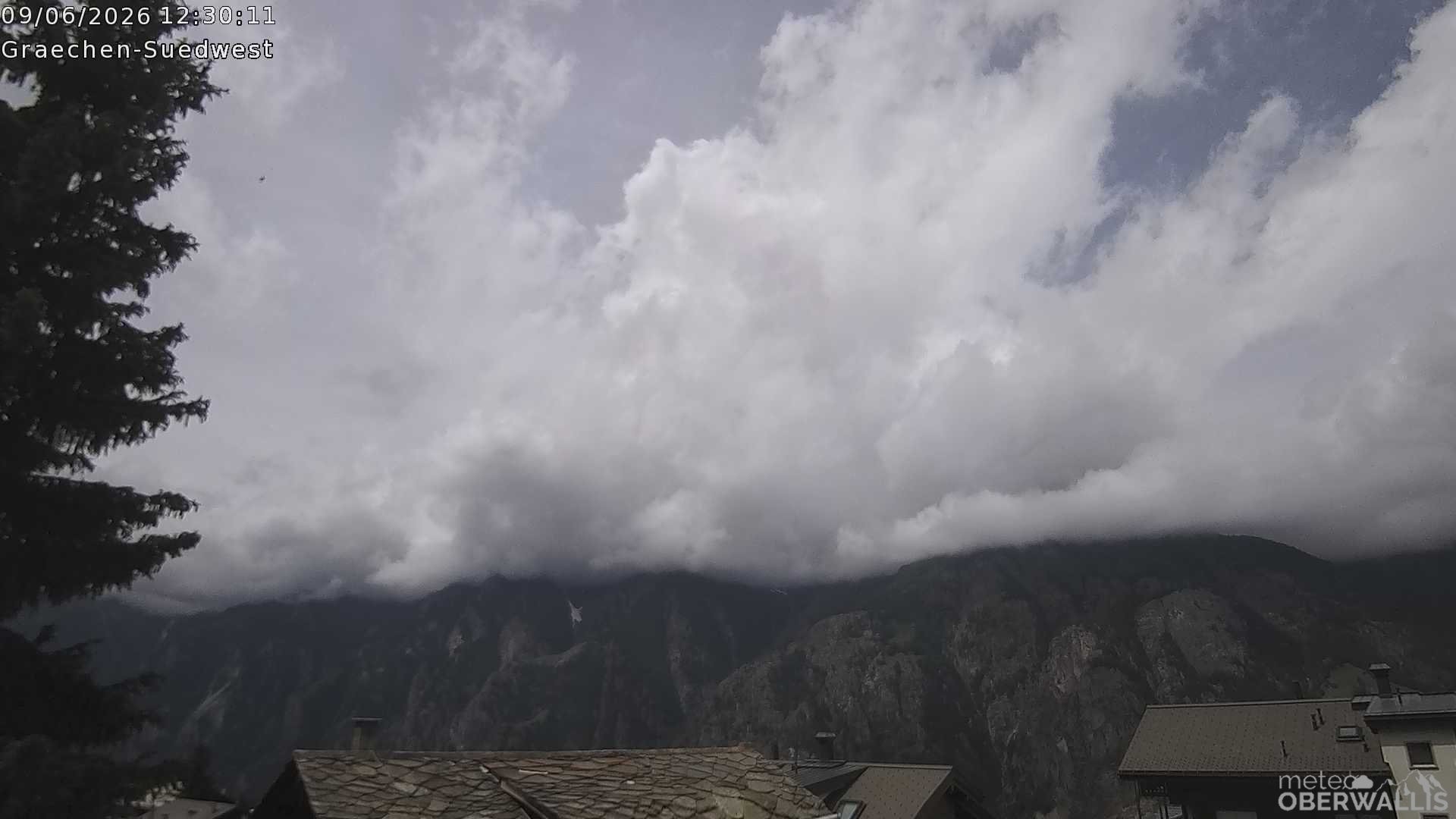 Archiv Foto Webcam Grächen - Blick nach Süd-West