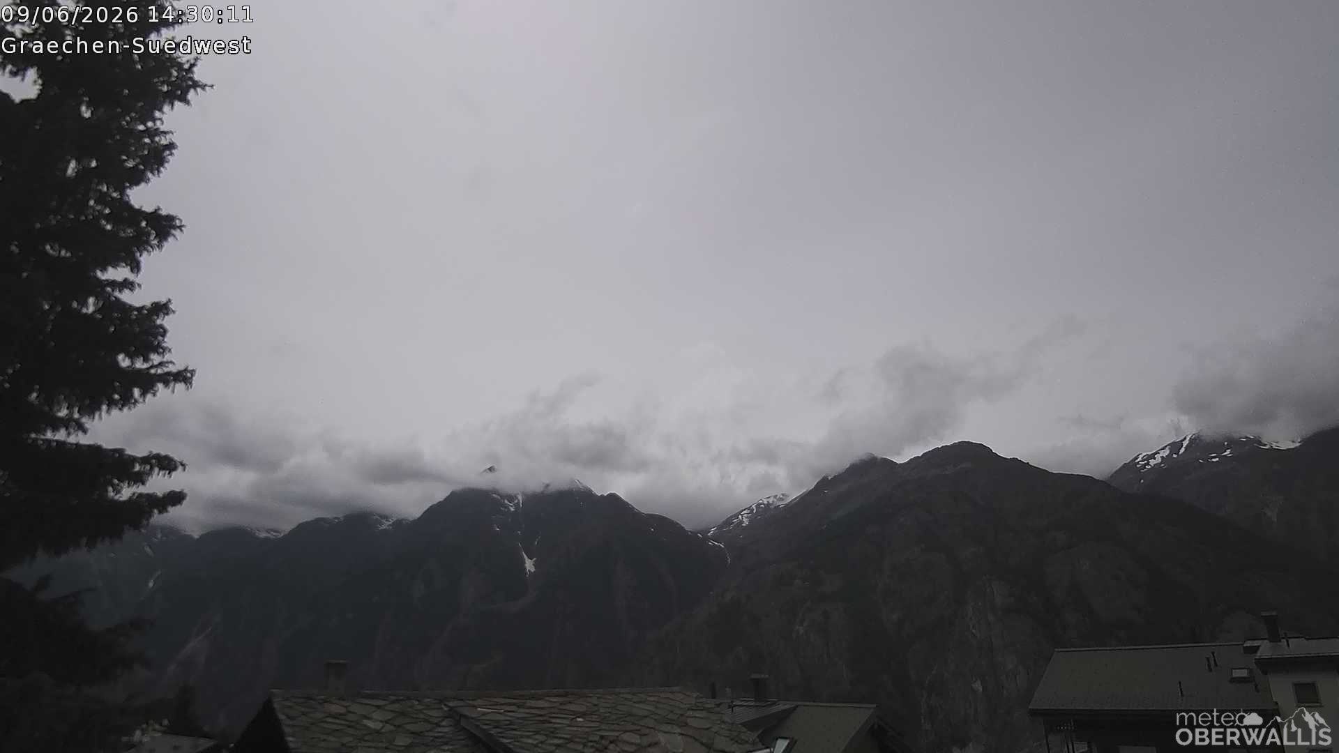 Archiv Foto Webcam Grächen - Blick nach Süd-West