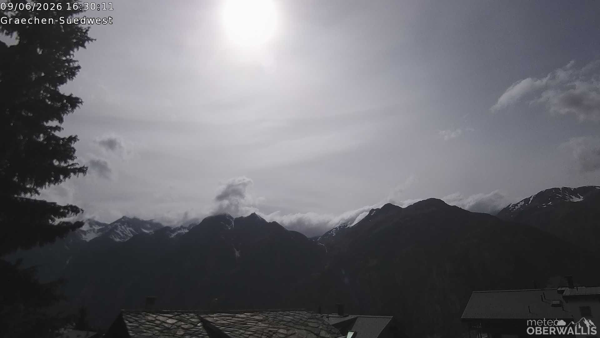 Archiv Foto Webcam Grächen - Blick nach Süd-West