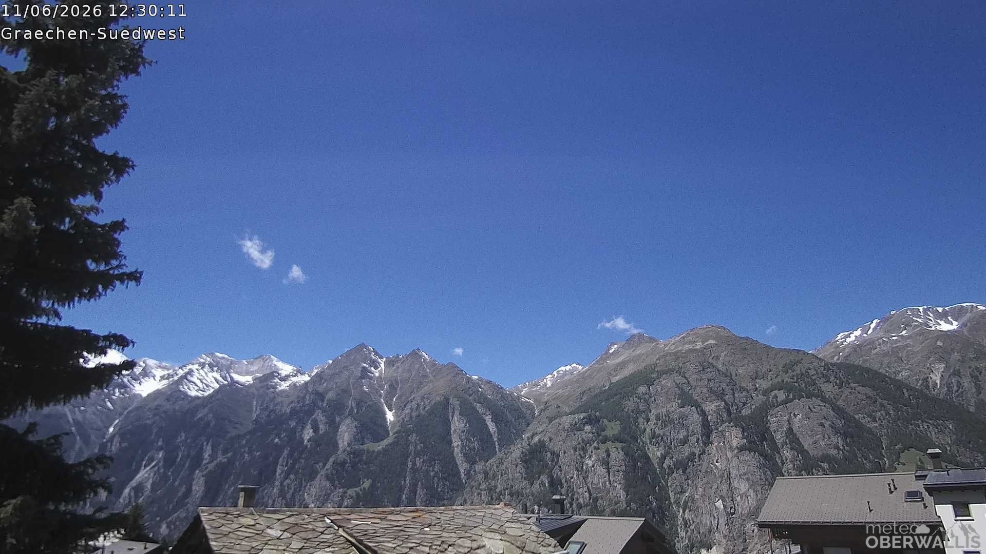 Archived image Webcam Grächen - South-West: Weisshorn