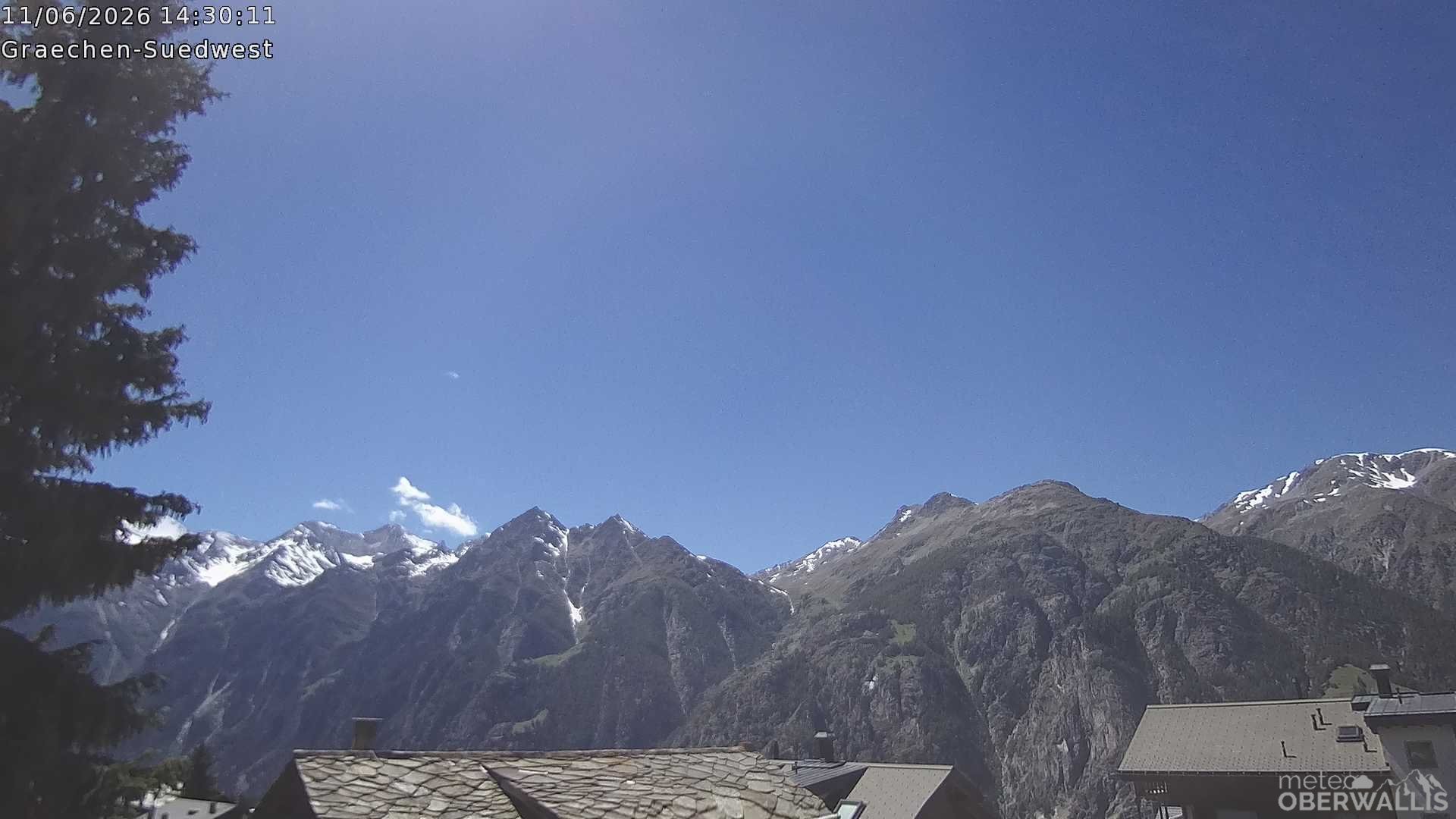 Archived image Webcam Grächen - South-West: Weisshorn