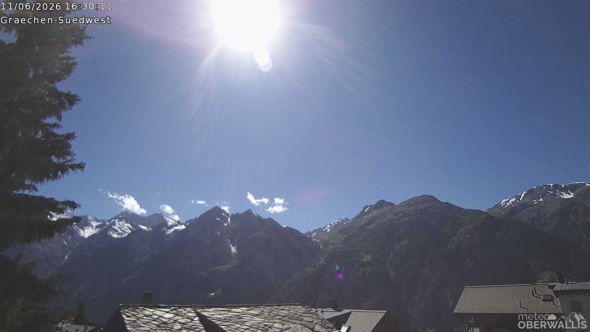 Archived image Webcam Grächen - South-West: Weisshorn