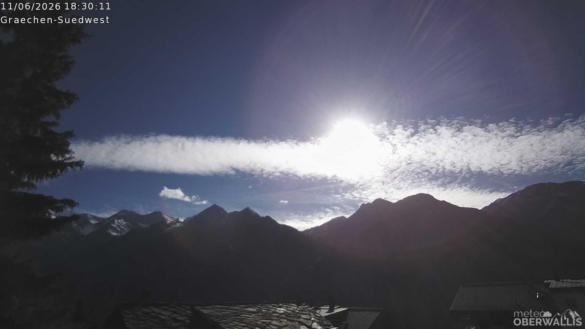 Archived image Webcam Grächen - South-West: Weisshorn