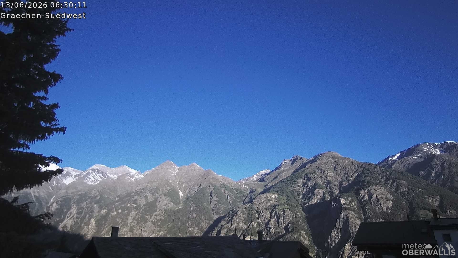 Archiv Foto Webcam Grächen - Blick nach Süd-West