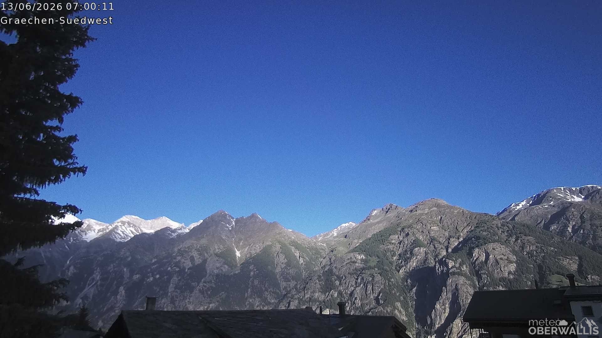 Archiv Foto Webcam Grächen - Blick nach Süd-West