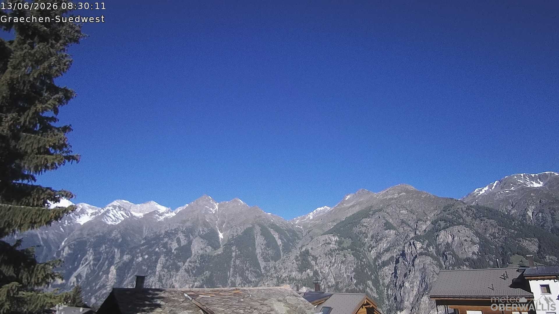 Archiv Foto Webcam Grächen - Blick nach Süd-West