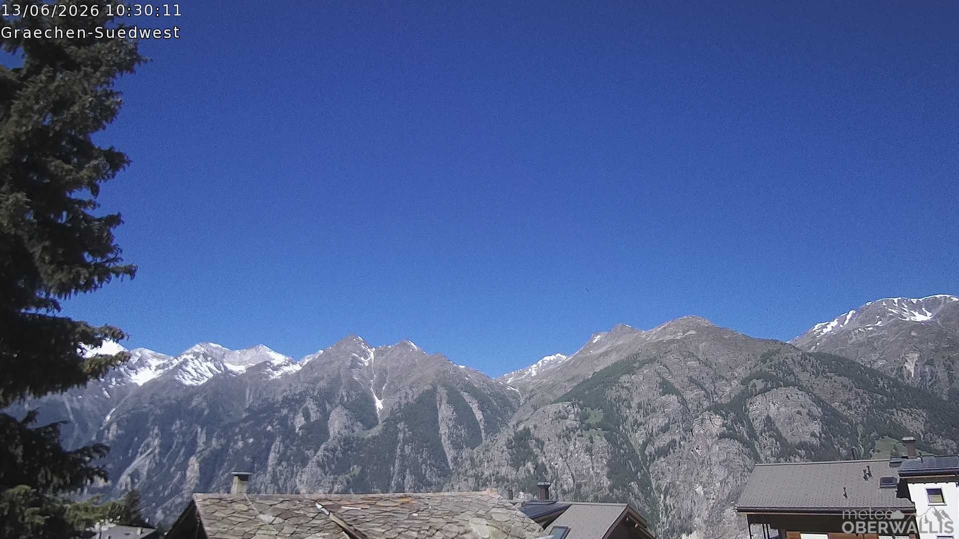 Archiv Foto Webcam Grächen - Blick nach Süd-West