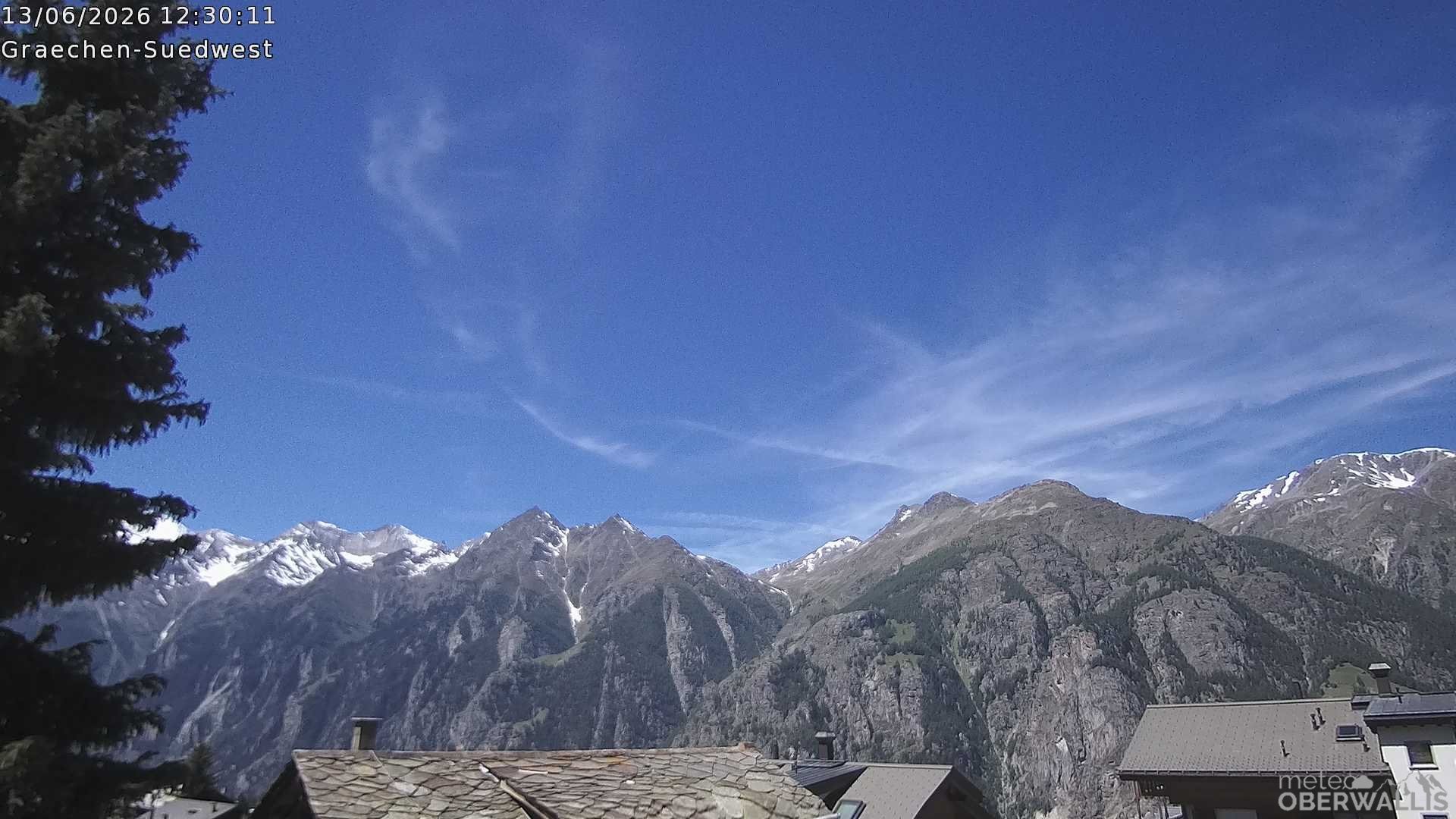 Archiv Foto Webcam Grächen - Blick nach Süd-West
